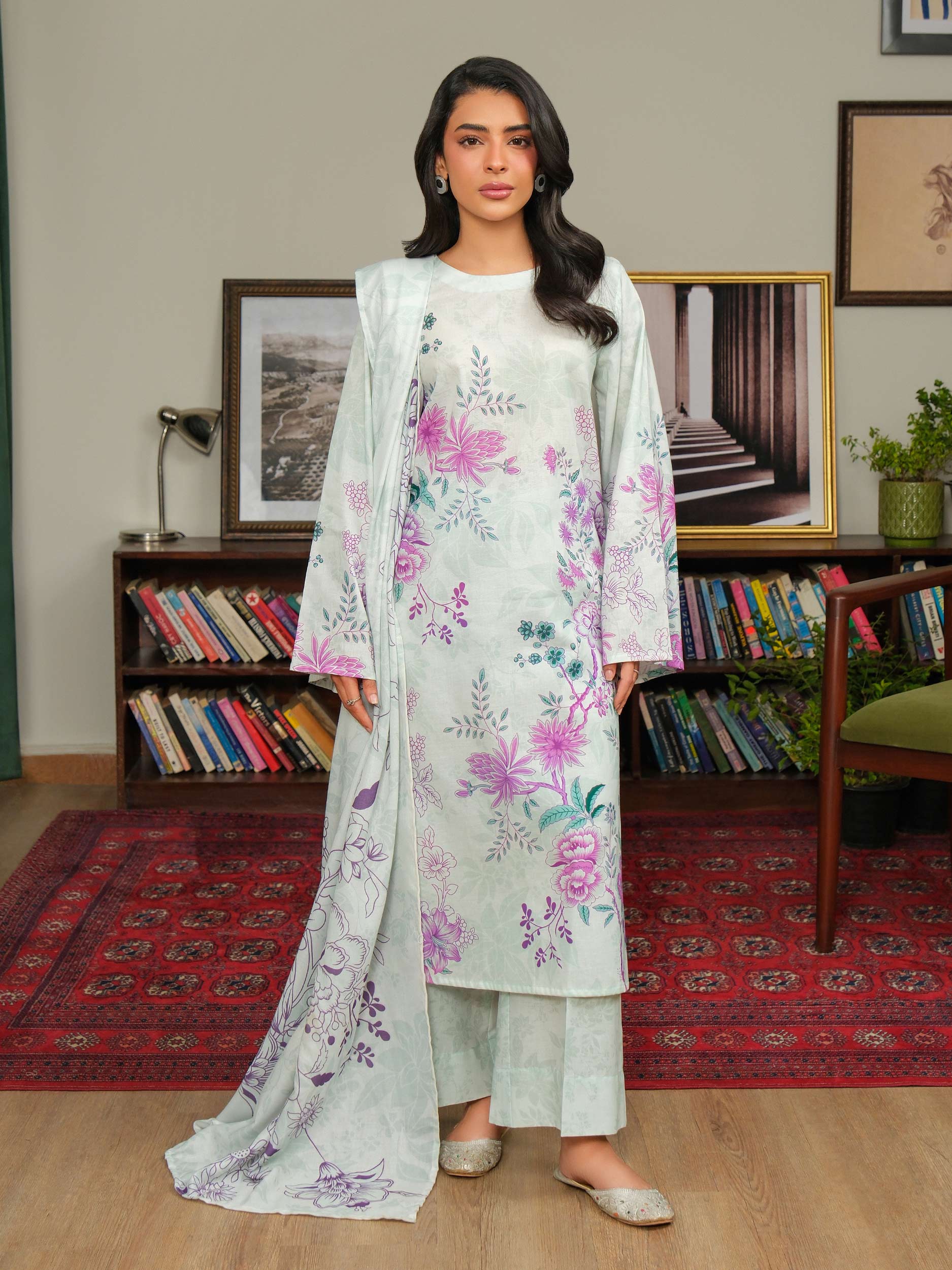 3 Piece Khaddar Suit-Printed (Unstitched) - Image 2