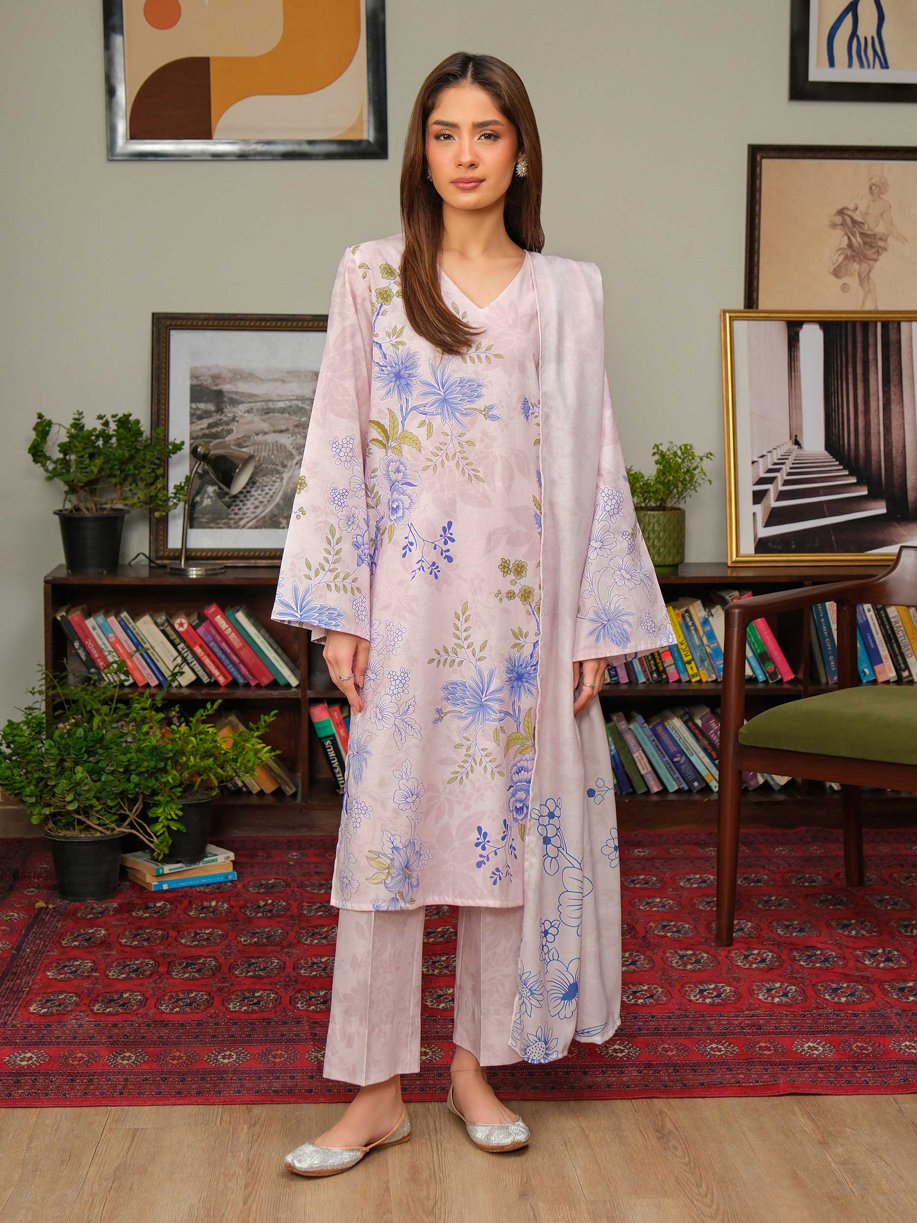 3 Piece Khaddar Suit-Printed (Unstitched) - Image 3