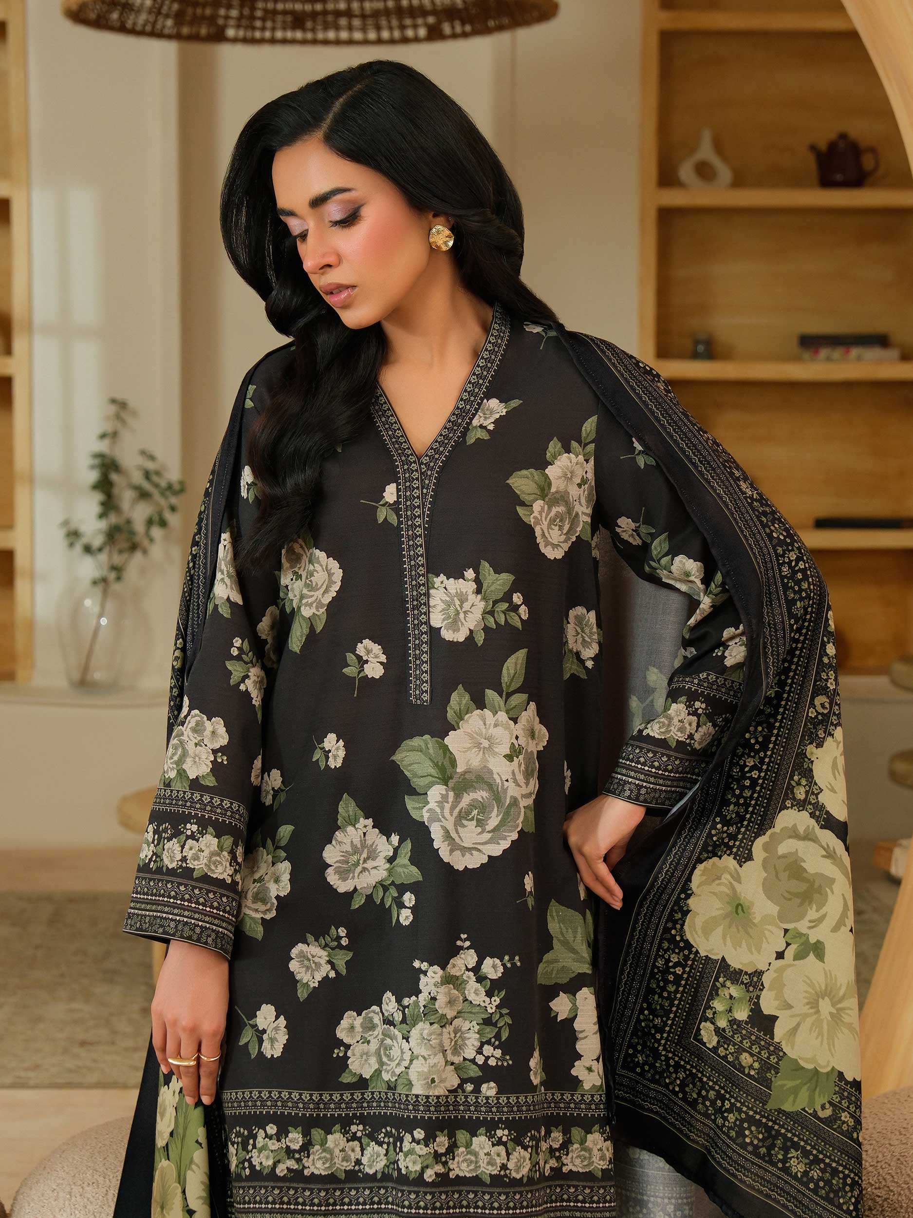 3 Piece Khaddar Suit-Printed (Unstitched) - Image 6