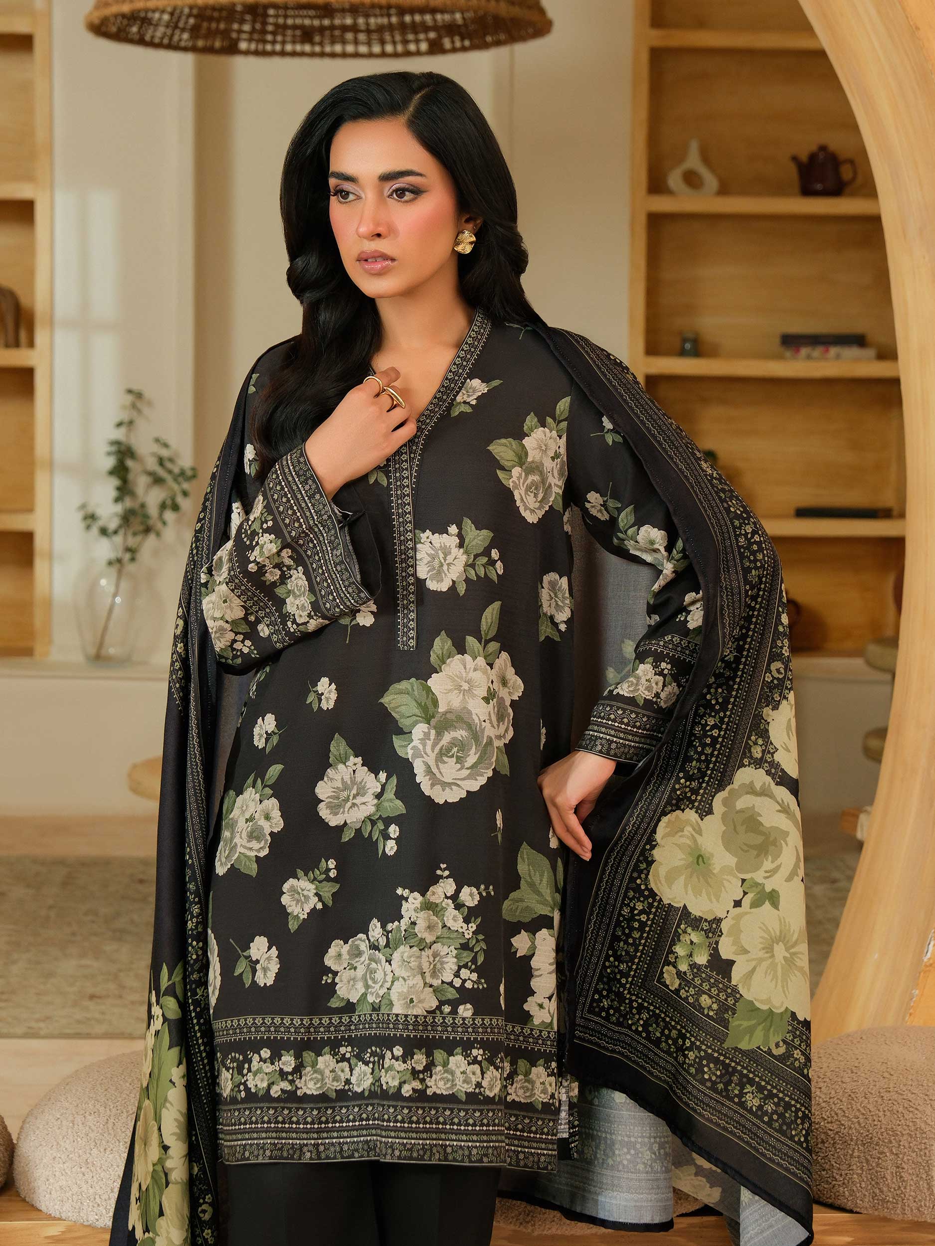3 Piece Khaddar Suit-Printed (Unstitched) - Image 7