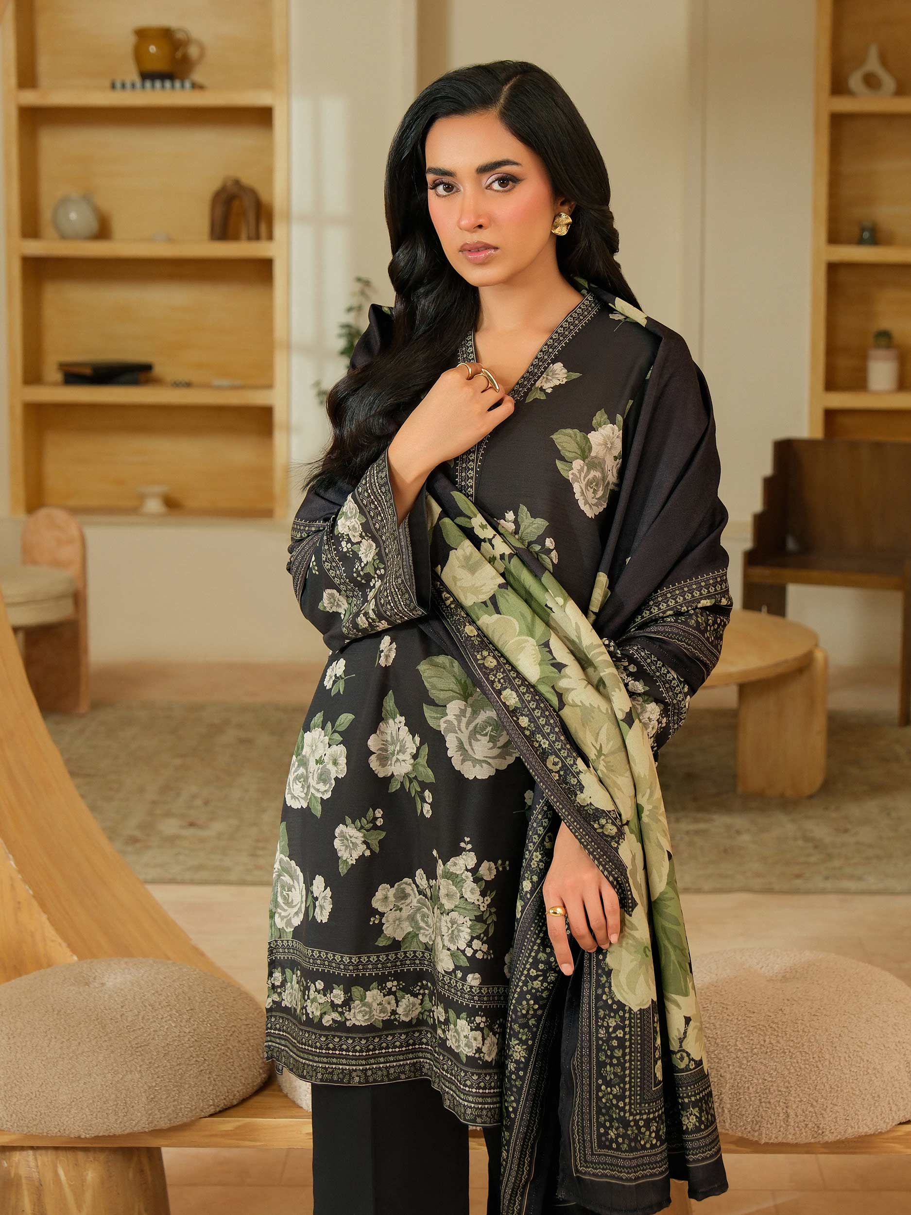 3 Piece Khaddar Suit-Printed (Unstitched) - Image 8