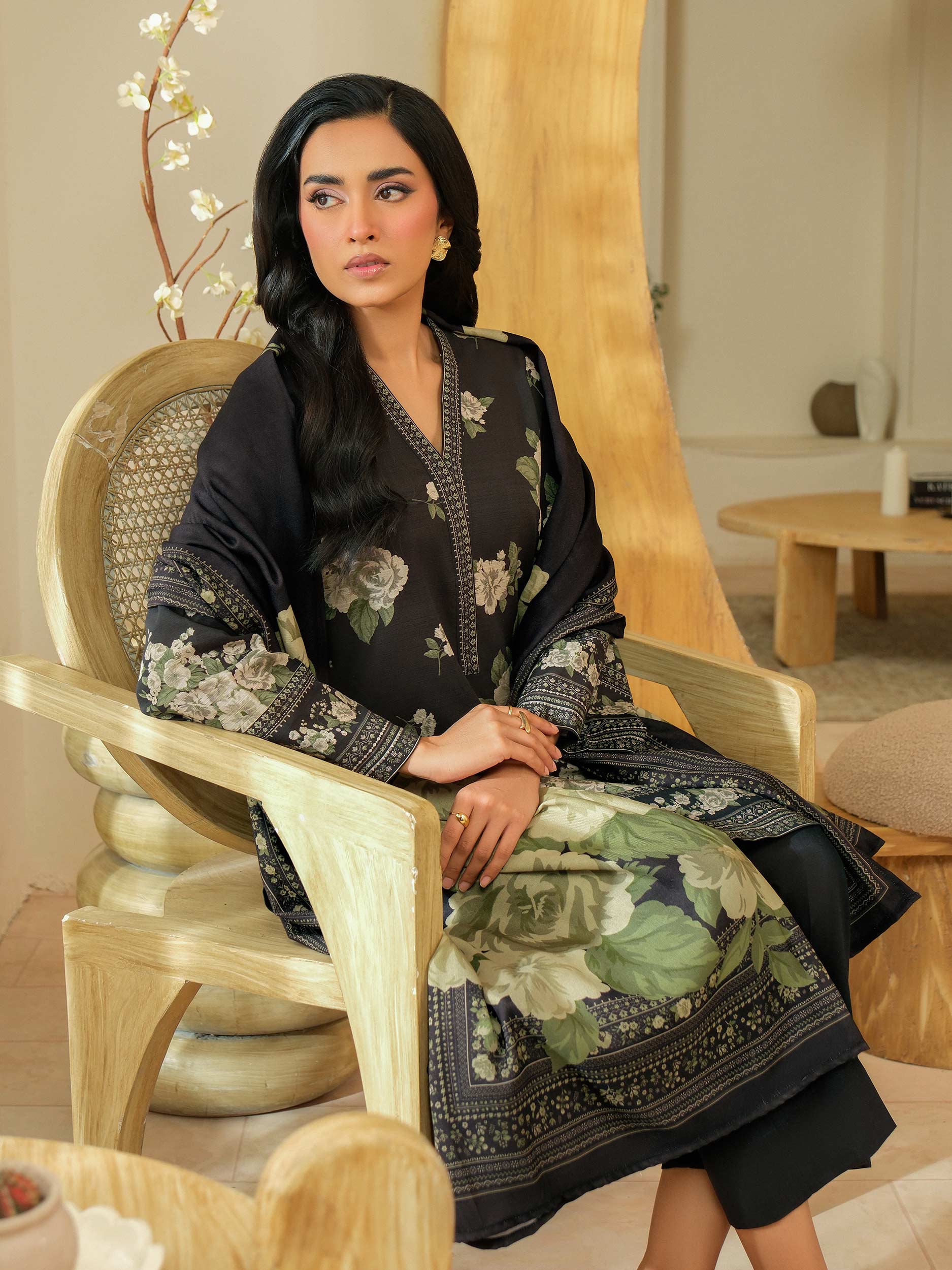 3 Piece Khaddar Suit-Printed (Unstitched) - Image 9