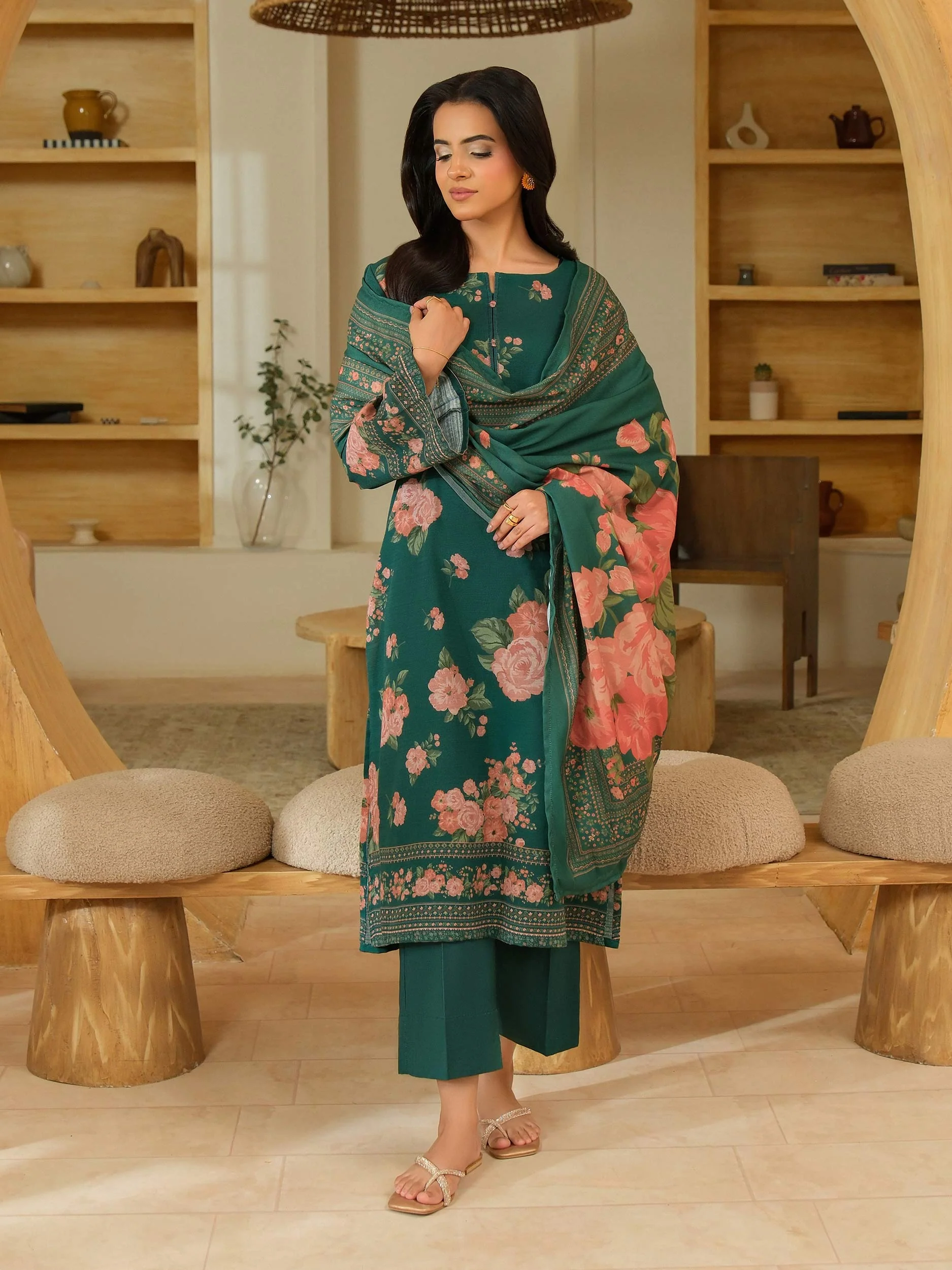 3 Piece Khaddar Suit-Printed (Unstitched) - Image 3
