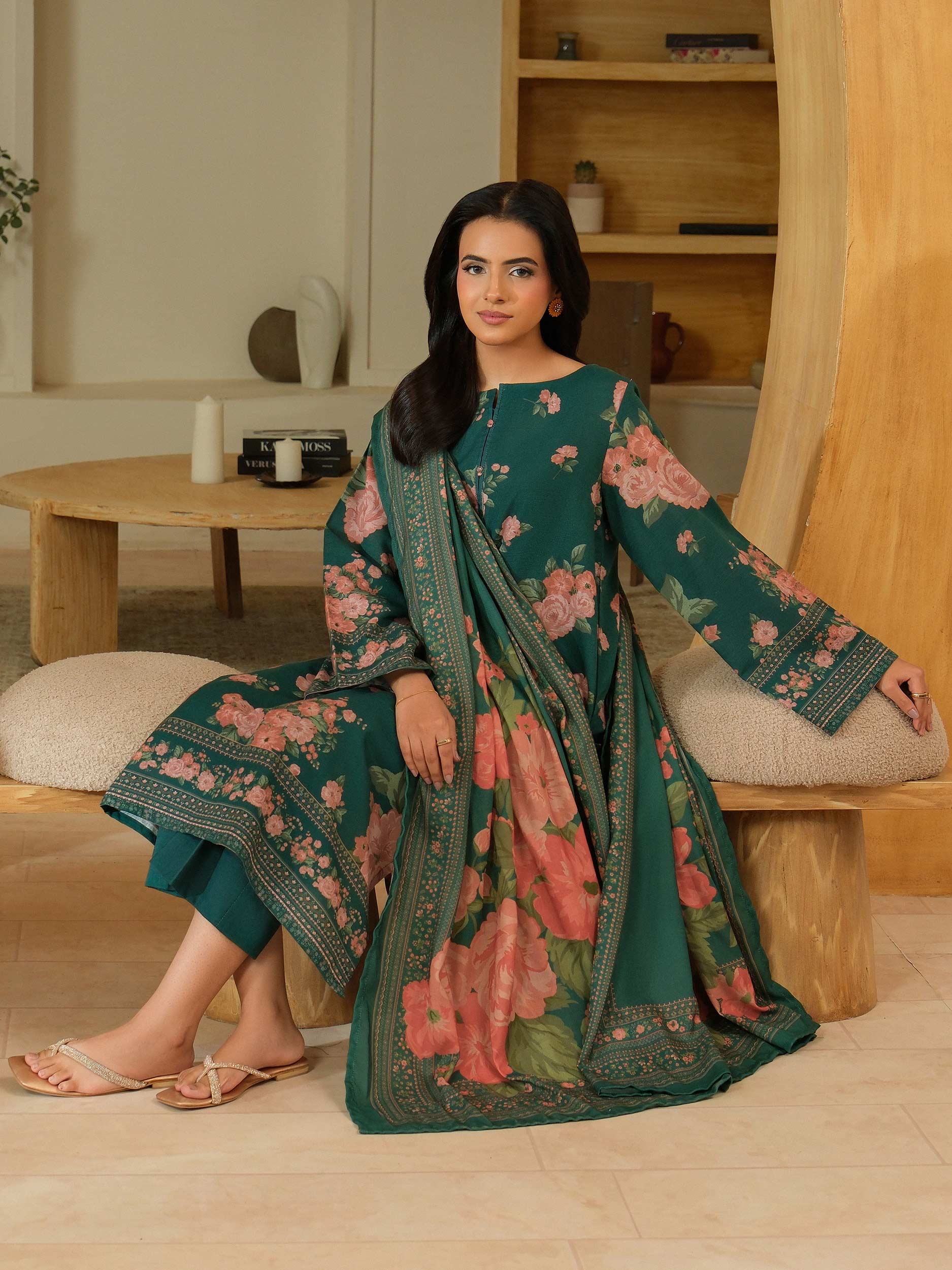 3 Piece Khaddar Suit-Printed (Unstitched) - Image 8