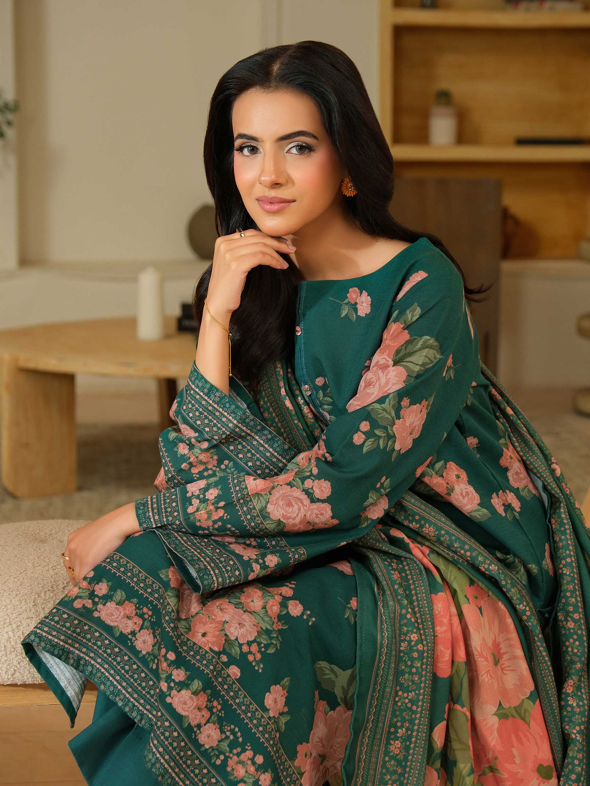 3 Piece Khaddar Suit-Printed (Unstitched) - Image 9