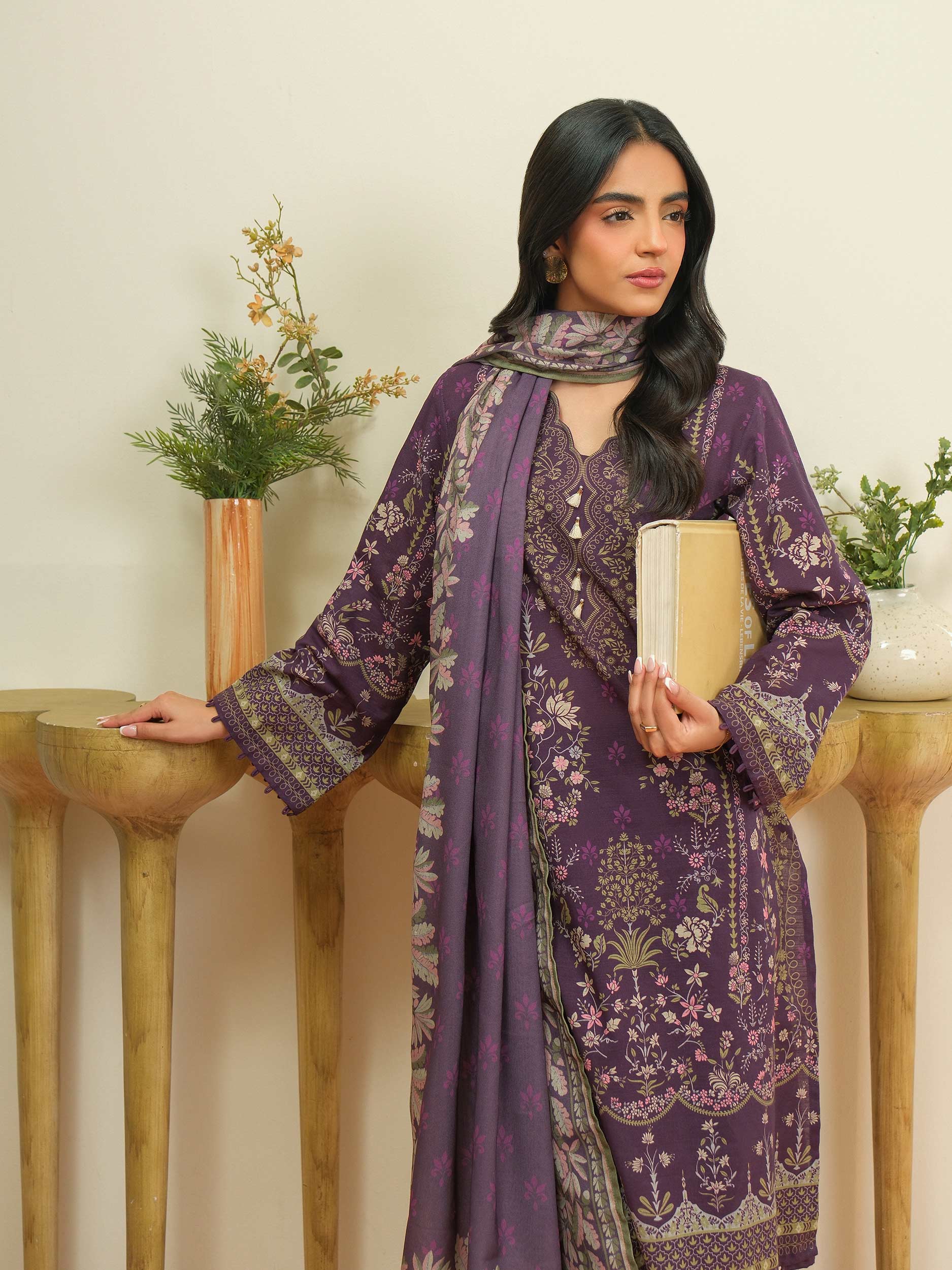3 Piece Khaddar Suit-Printed (Unstitched) - Image 2