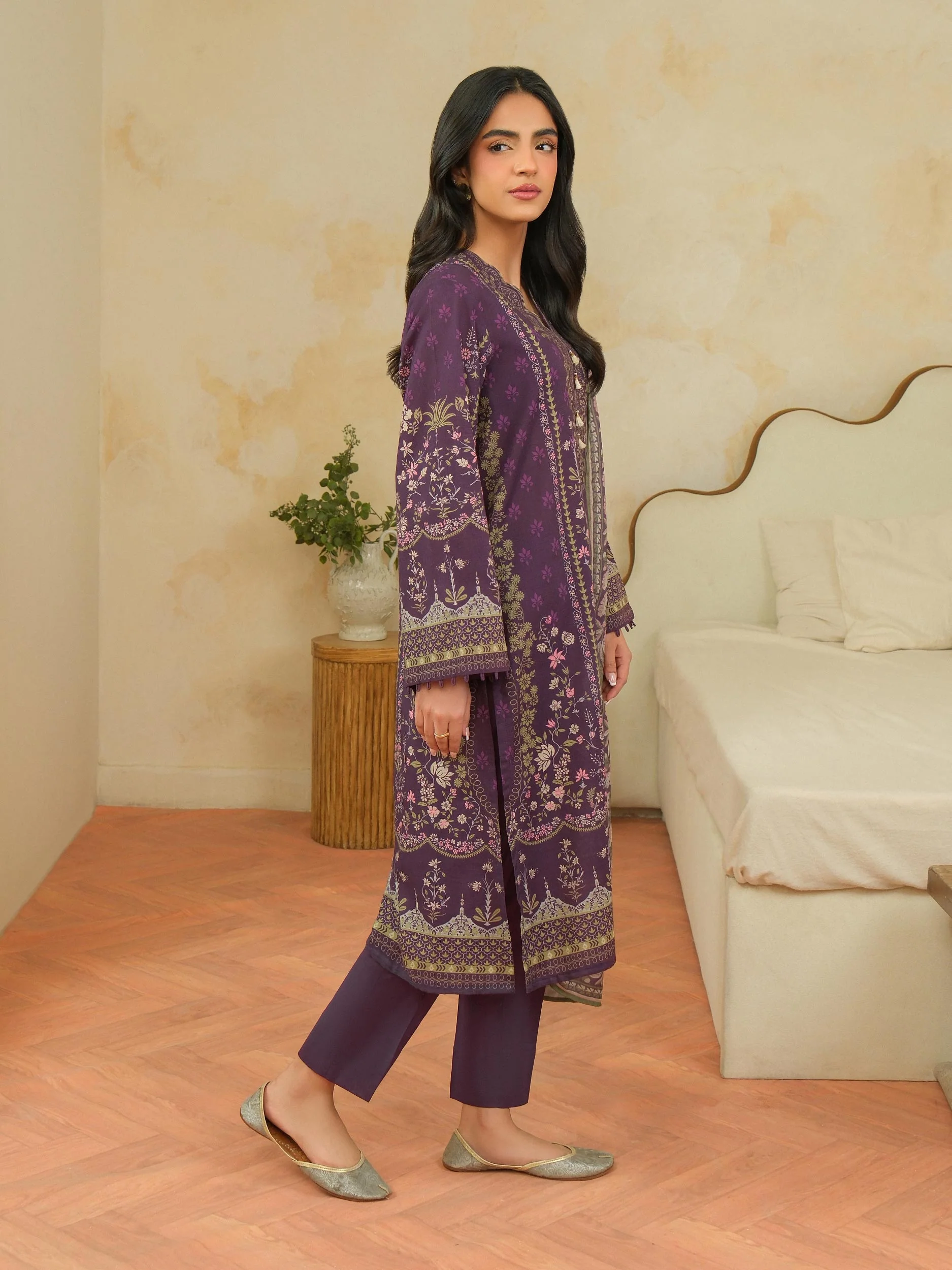 3 Piece Khaddar Suit-Printed (Unstitched) - Image 3