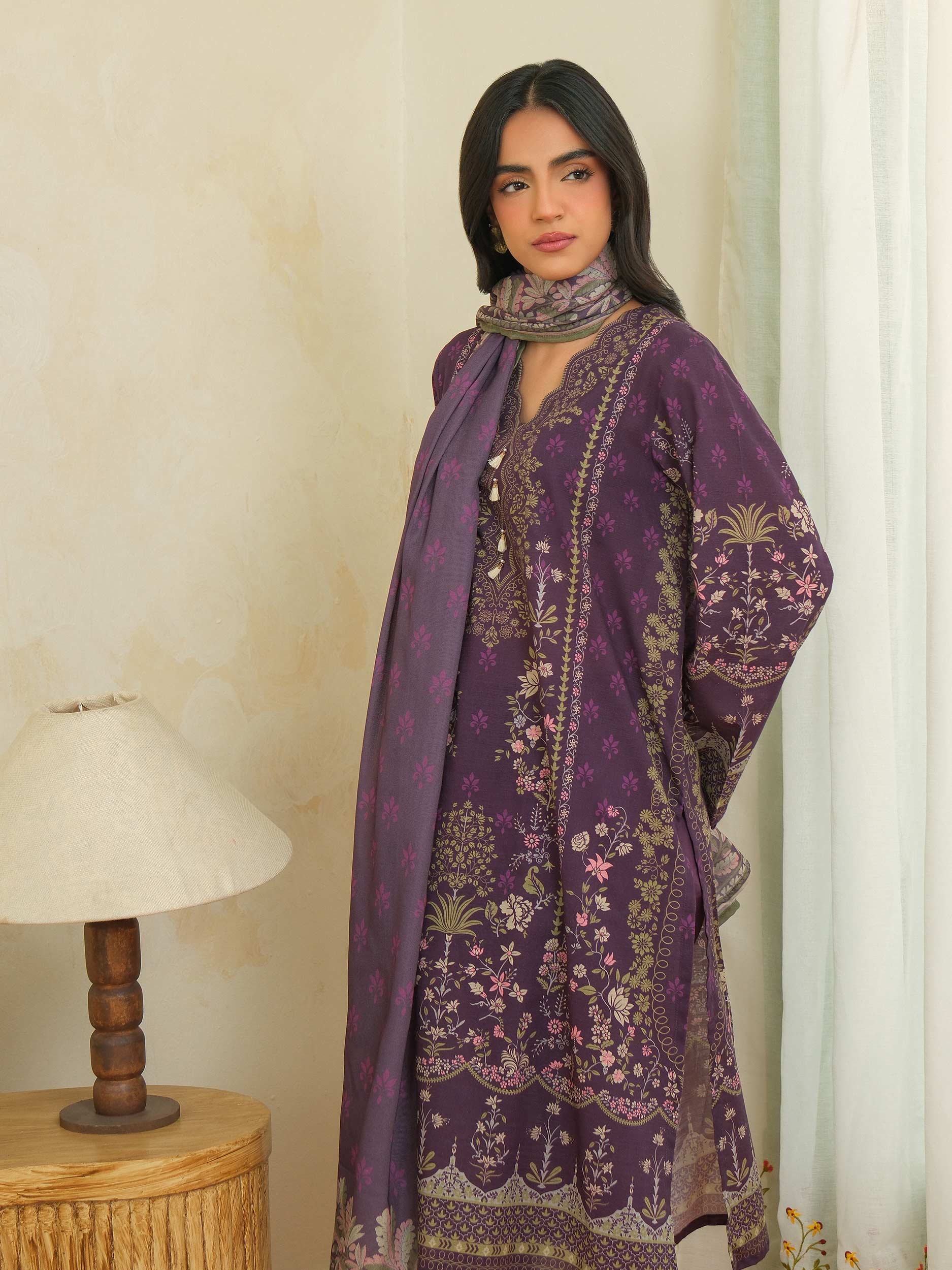 3 Piece Khaddar Suit-Printed (Unstitched) - Image 5
