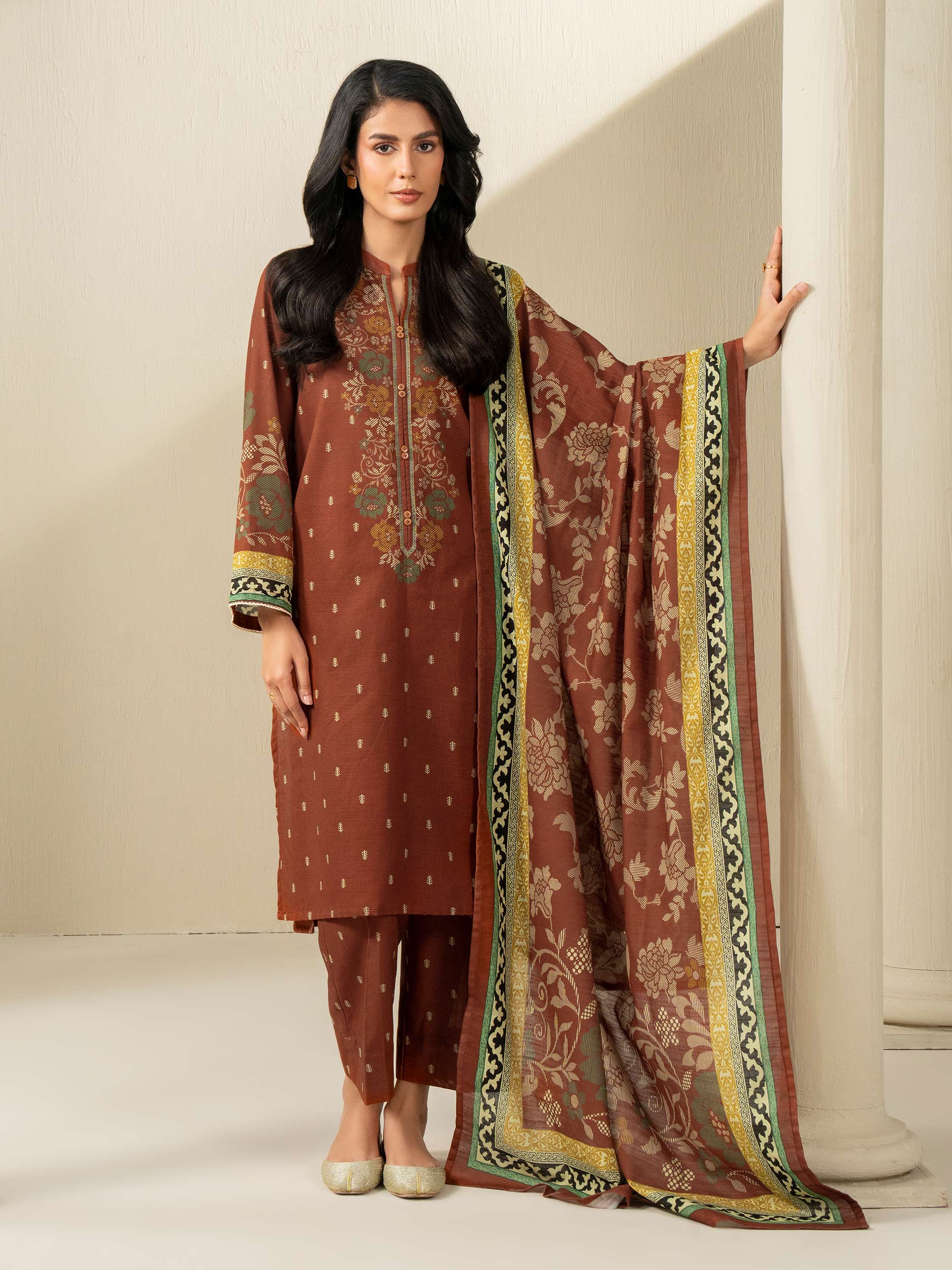 3 Piece Khaddar Suit-Printed (Unstitched) - Image 3