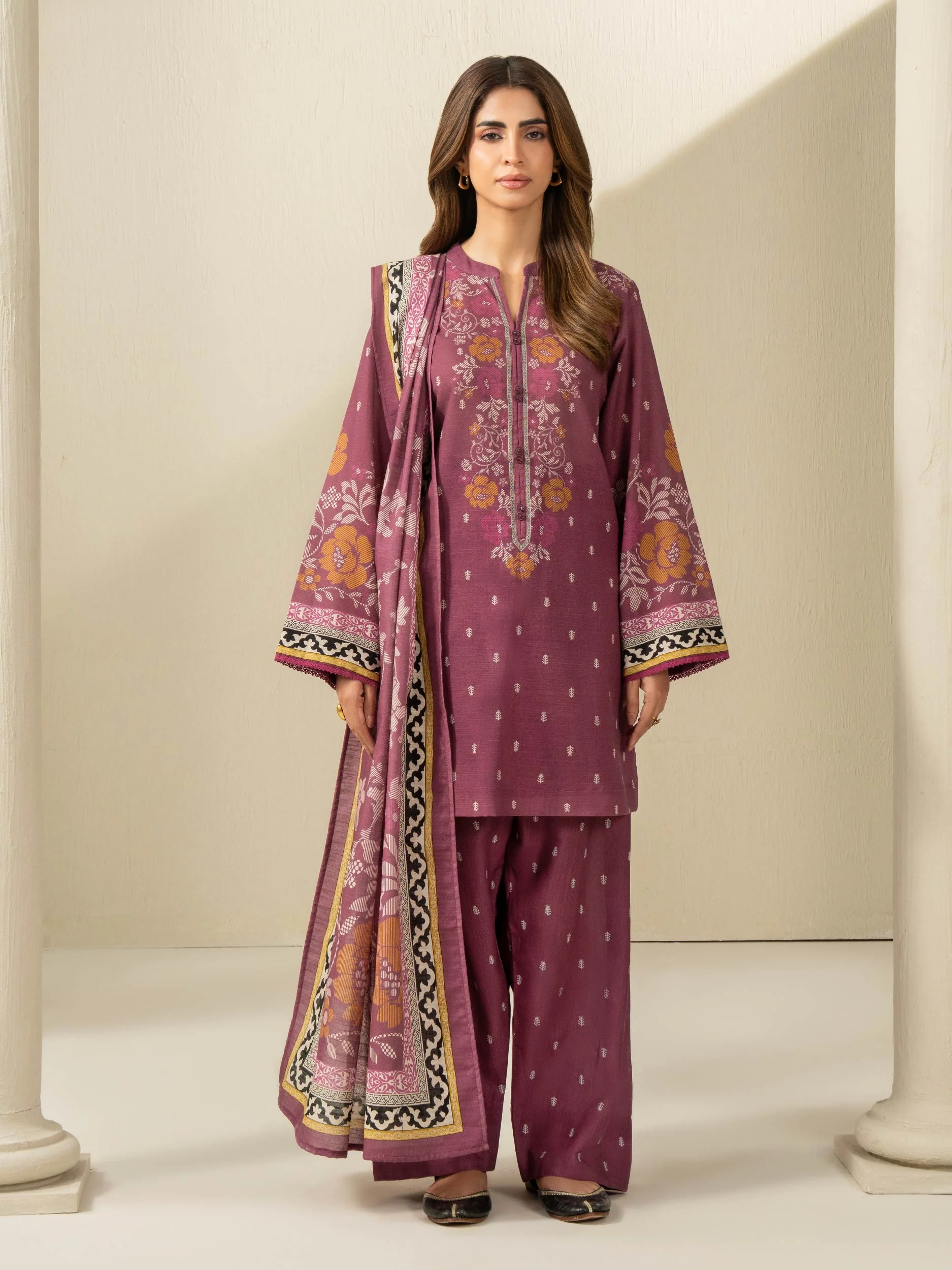 3 Piece Khaddar Suit-Printed (Unstitched) - Image 3