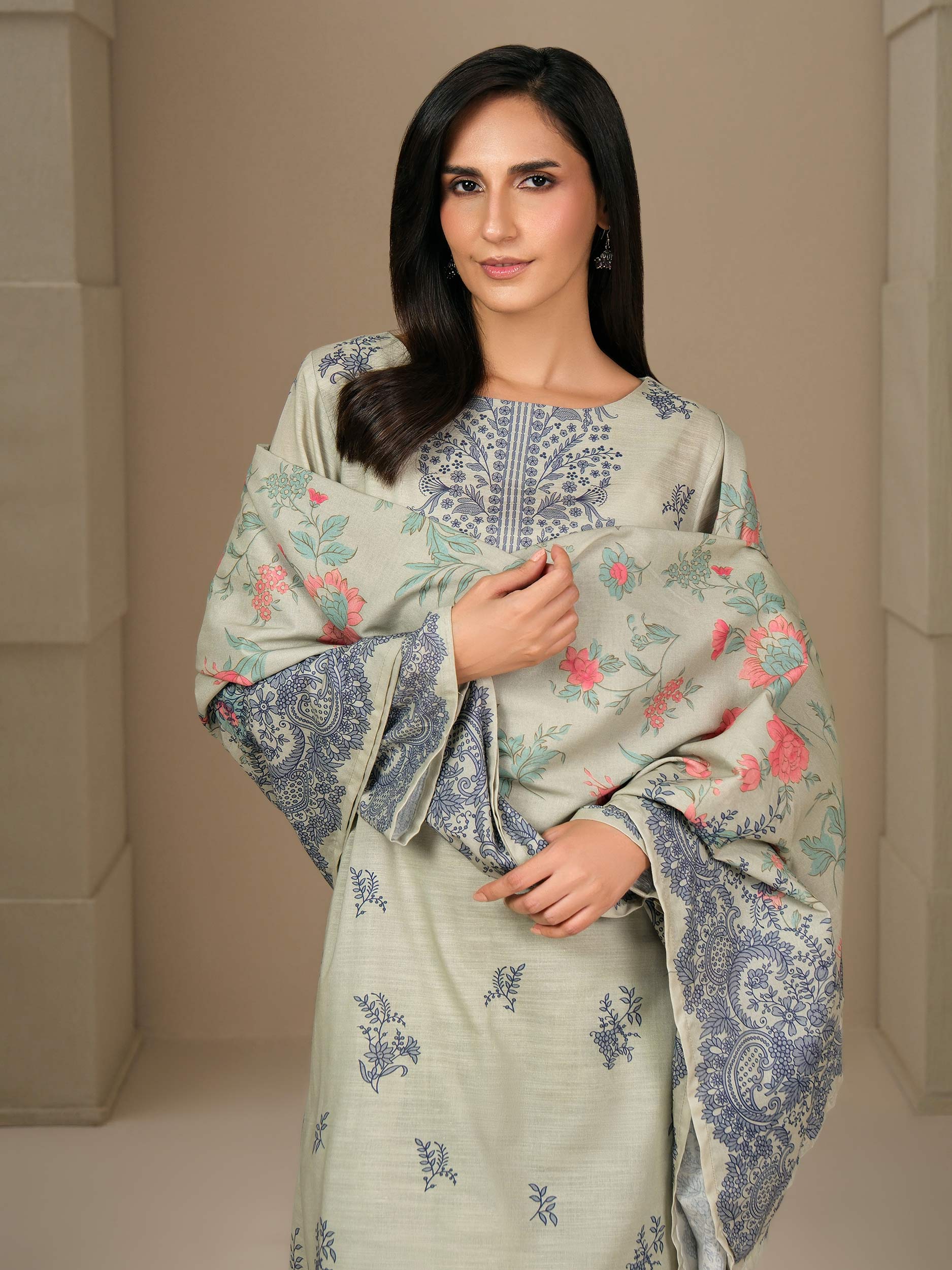 3 Piece Khaddar Suit-Printed (Unstitched) - Image 6