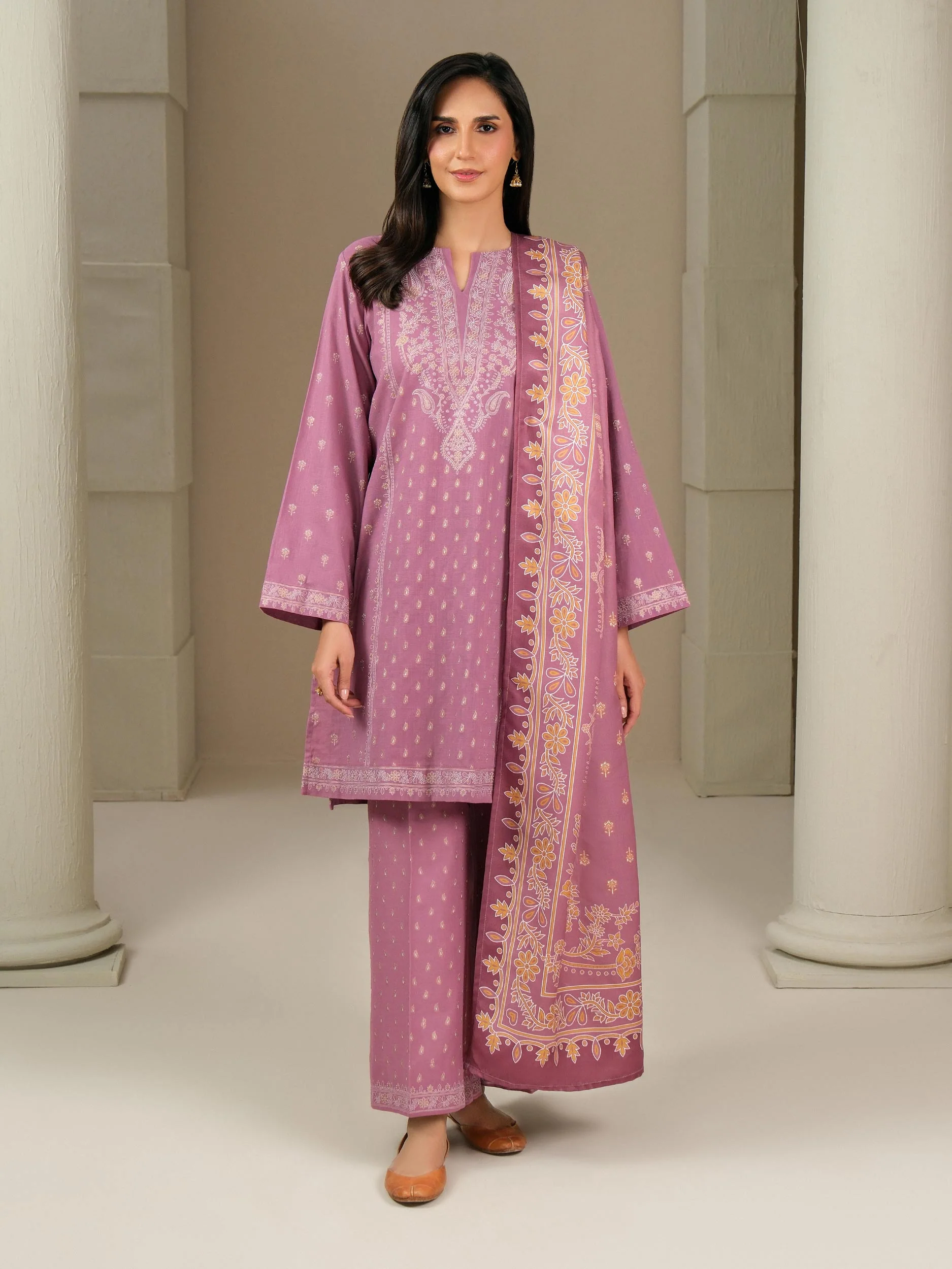 3 Piece Khaddar Suit-Paste Print (Unstitched) - Image 2