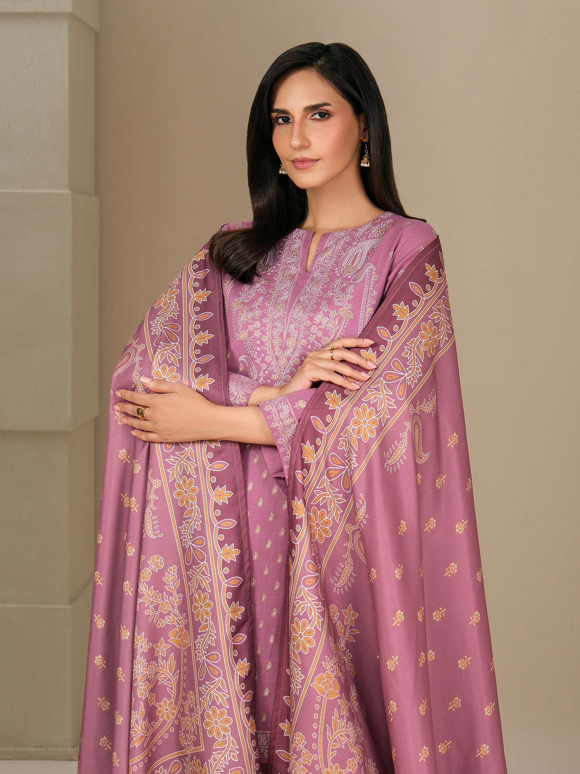 3 Piece Khaddar Suit-Paste Print (Unstitched) - Image 6