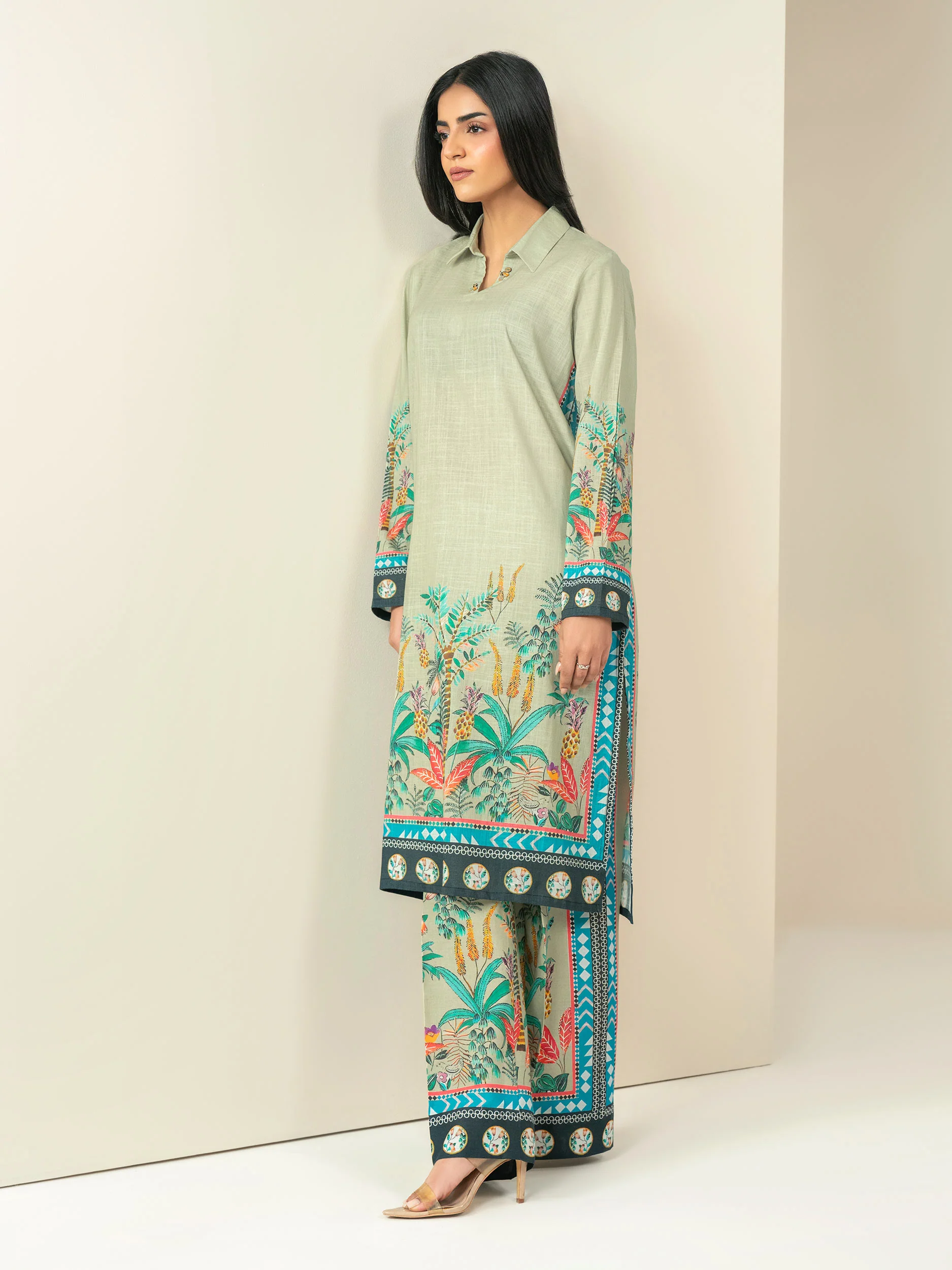 2 Piece Slub Khaddar Suit (Unstitched) - Image 2