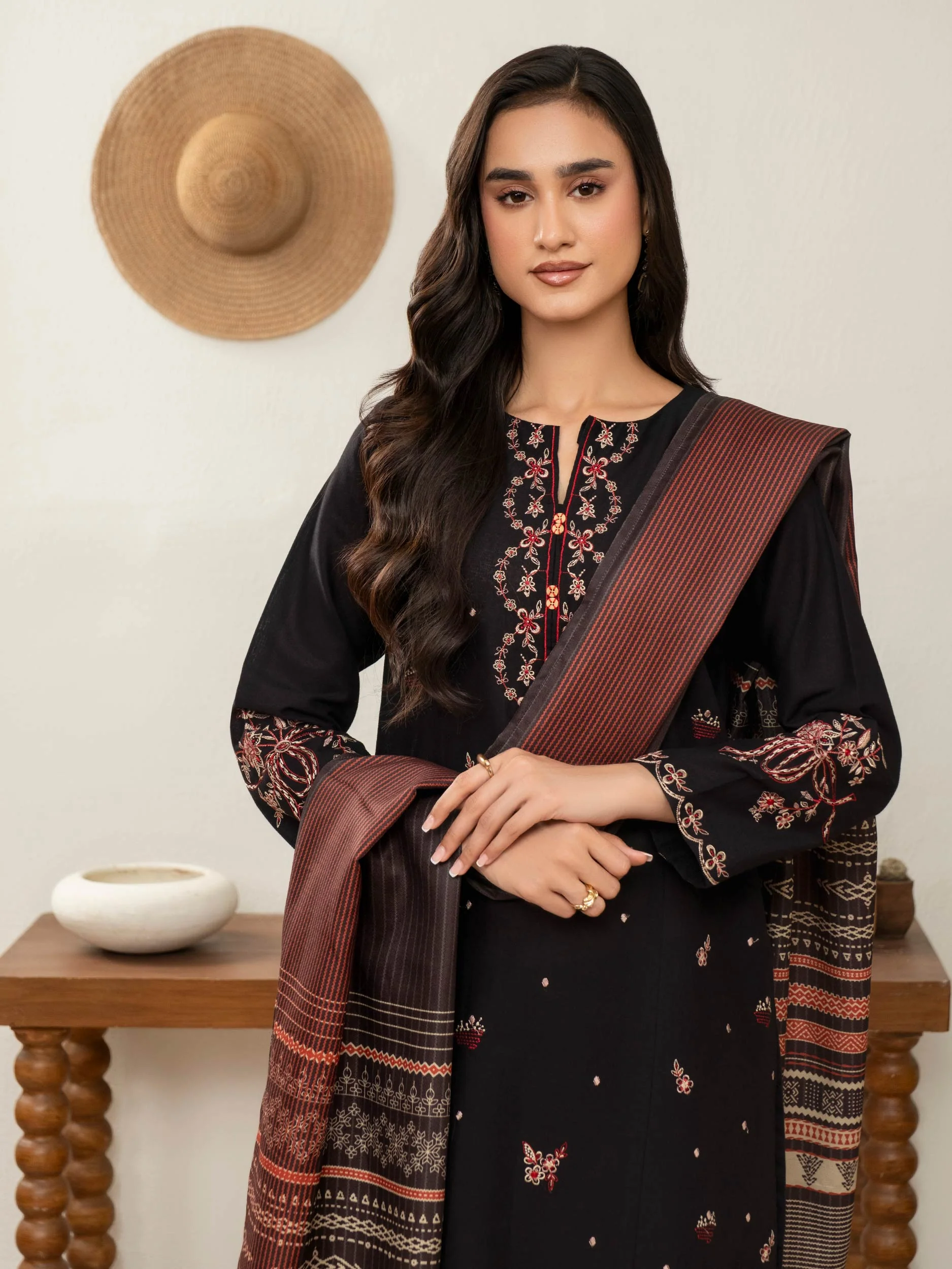 3 Piece Khaddar Suit-Embroidered (Unstitched) - Image 4