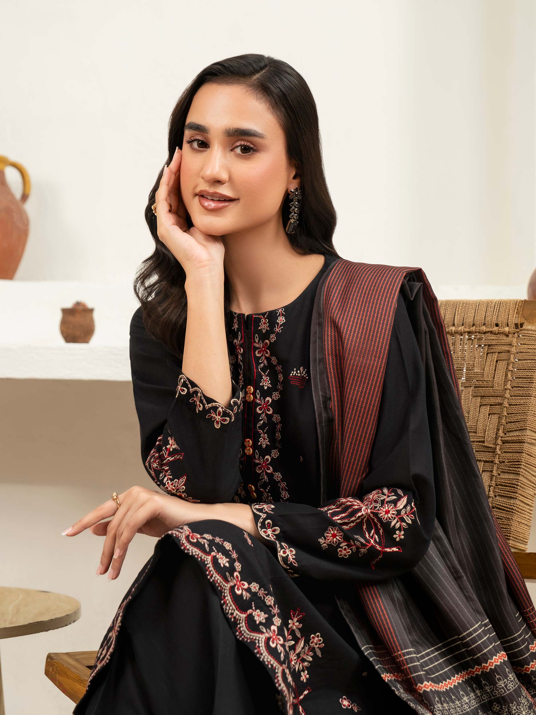 3 Piece Khaddar Suit-Embroidered (Unstitched) - Image 6