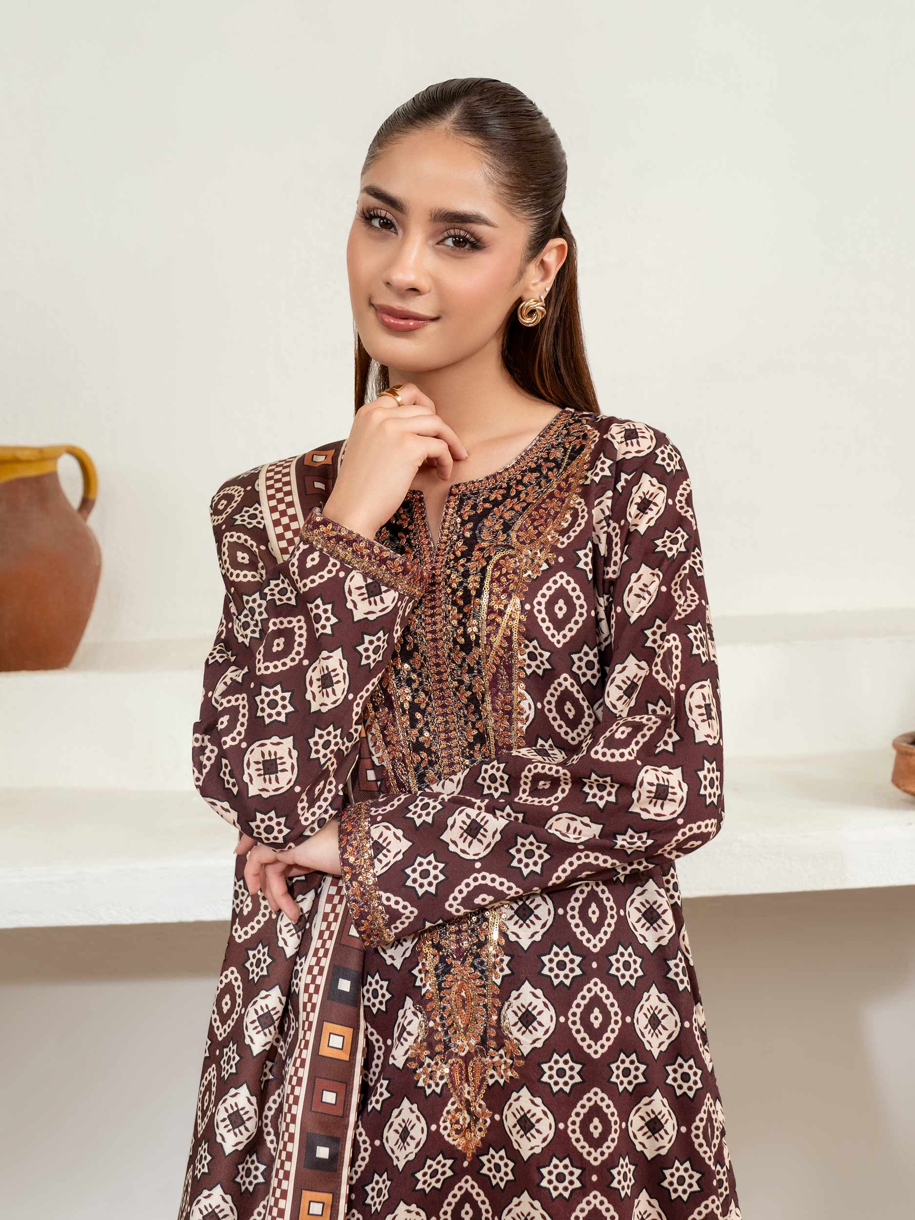 3 Piece Khaddar Suit-Embroidered (Unstitched) - Image 5
