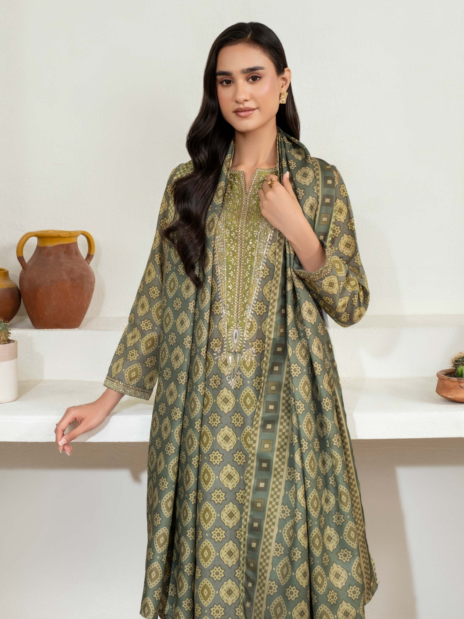 3 Piece Khaddar Suit-Embroidered (Unstitched) - Image 5