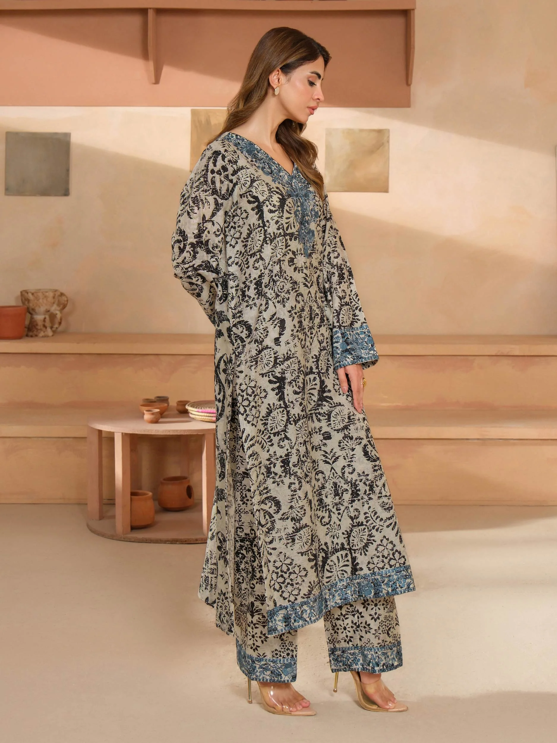 2 Piece Khaddar Suit-Embroidered (Unstitched) - Image 3