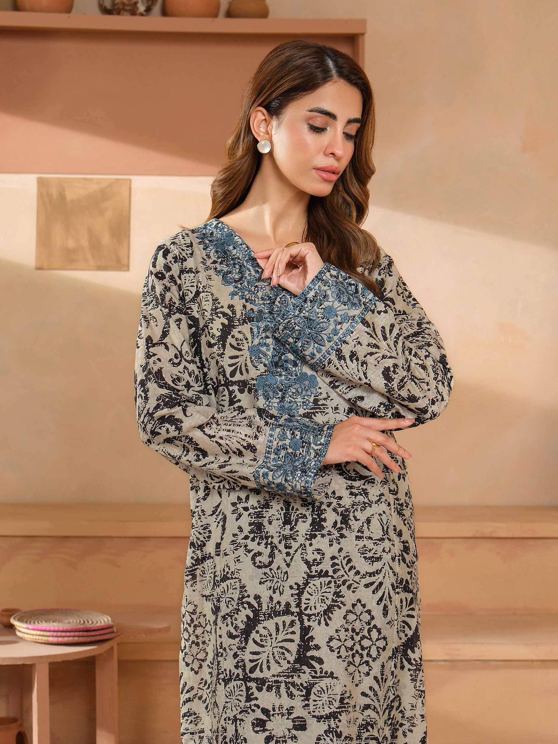 2 Piece Khaddar Suit-Embroidered (Unstitched) - Image 6