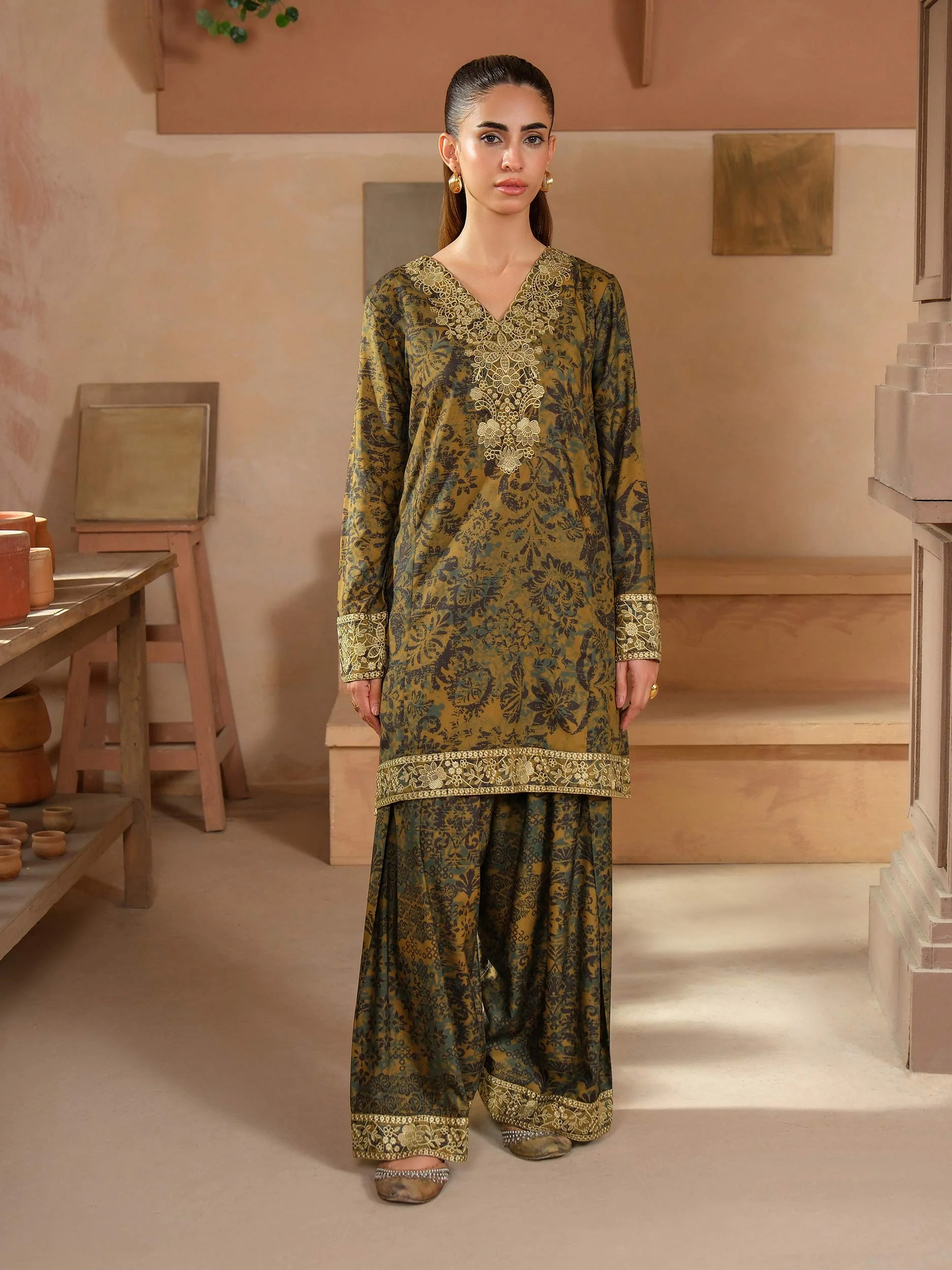 2 Piece Khaddar Suit-Embroidered (Unstitched) - Image 2
