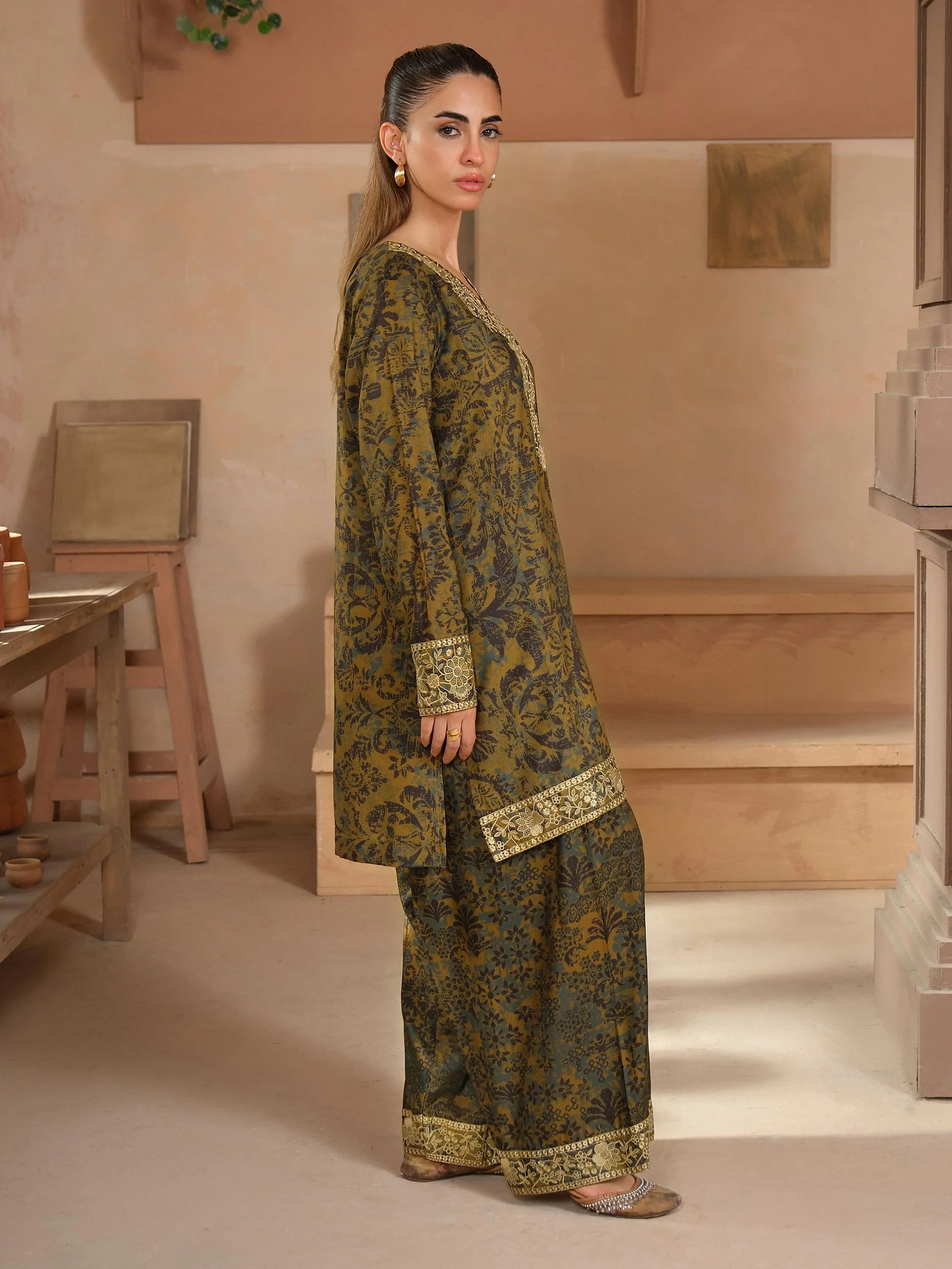 2 Piece Khaddar Suit-Embroidered (Unstitched) - Image 3