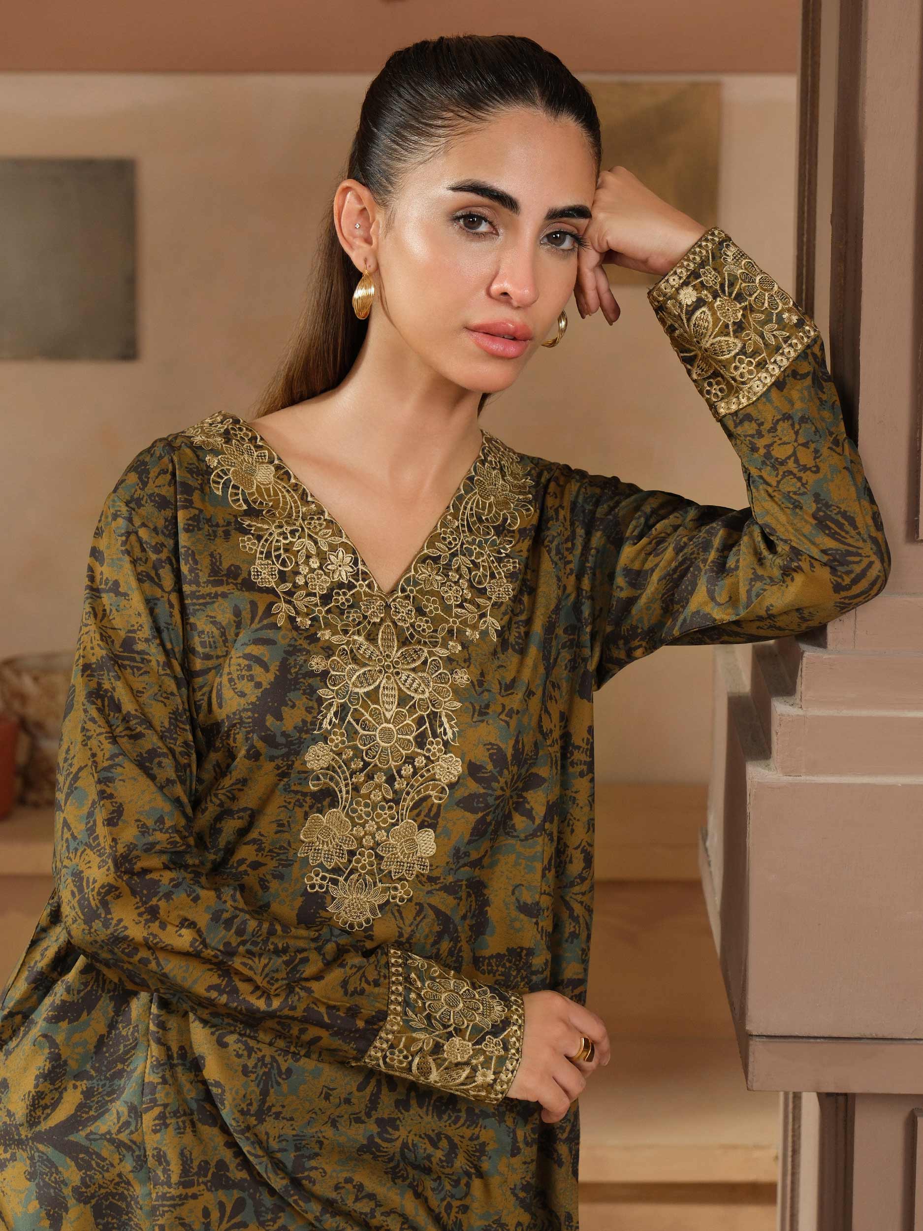 2 Piece Khaddar Suit-Embroidered (Unstitched) - Image 5
