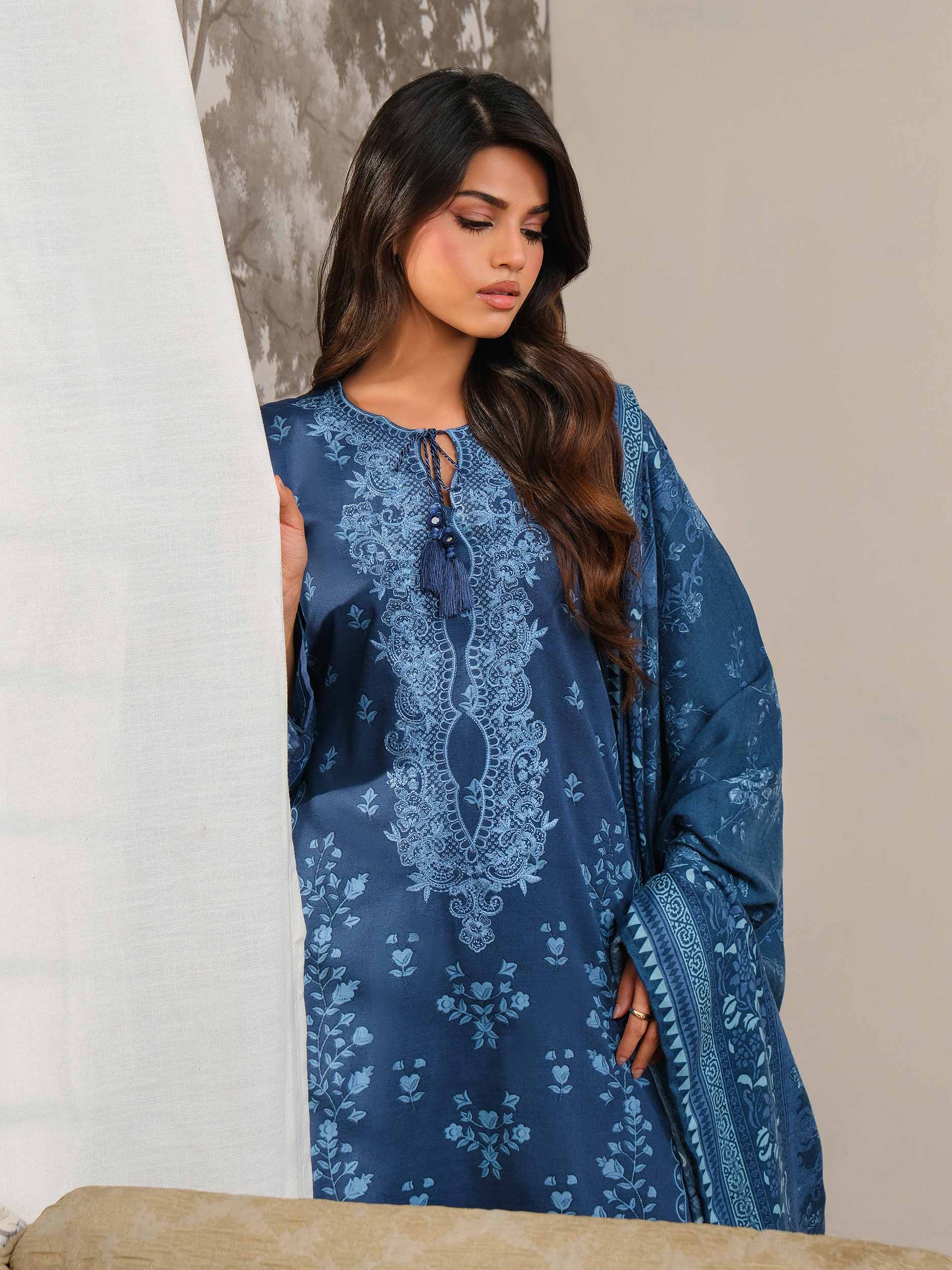3 Piece Khaddar Suit-Embroidered (Unstitched) - Image 2