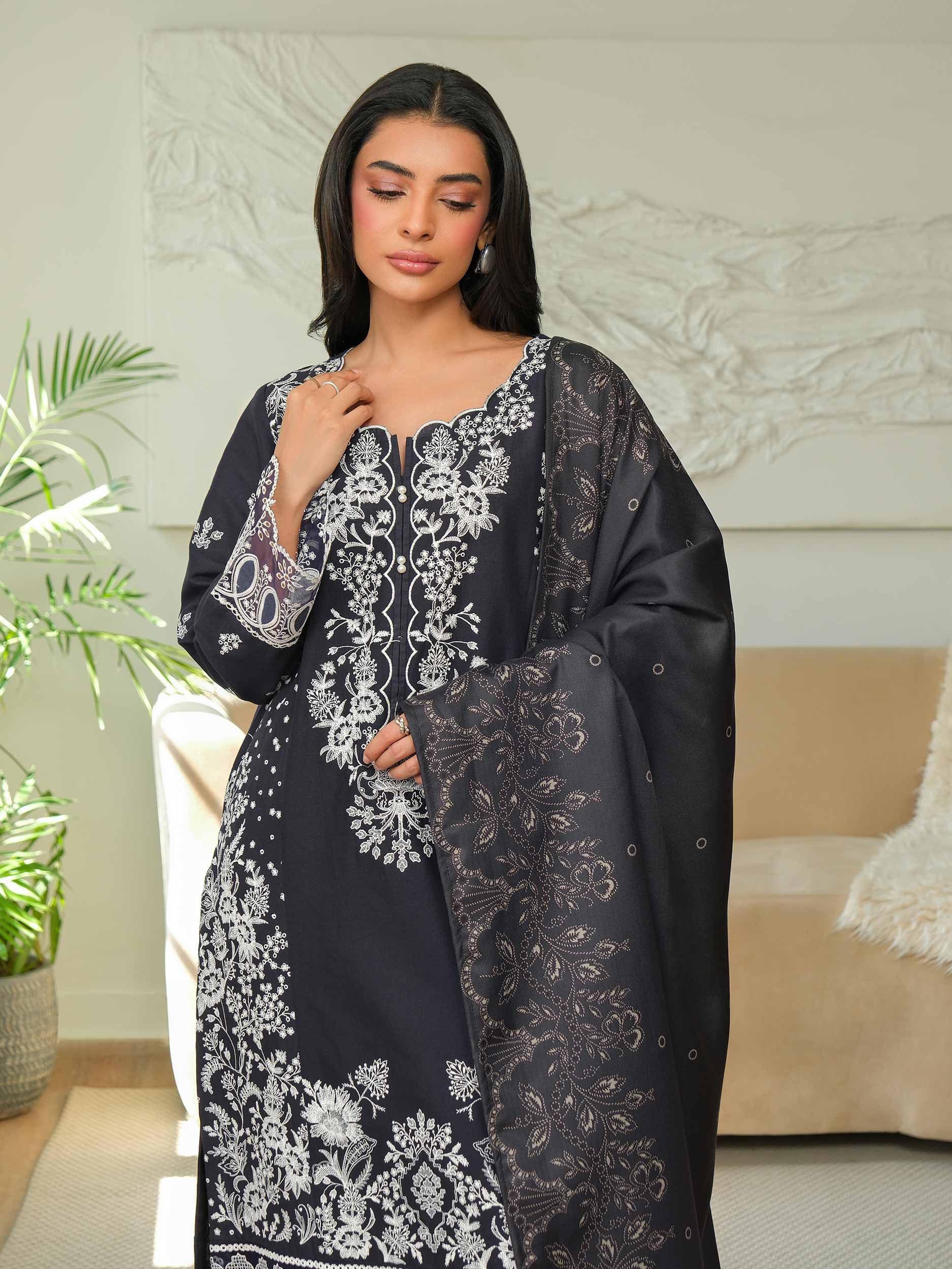 3 Piece Khaddar Suit-Embroidered (Unstitched) - Image 2