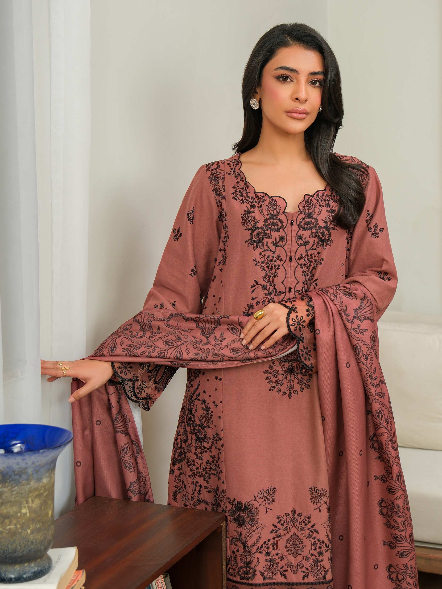 3 Piece Khaddar Suit-Embroidered (Unstitched) - Image 6