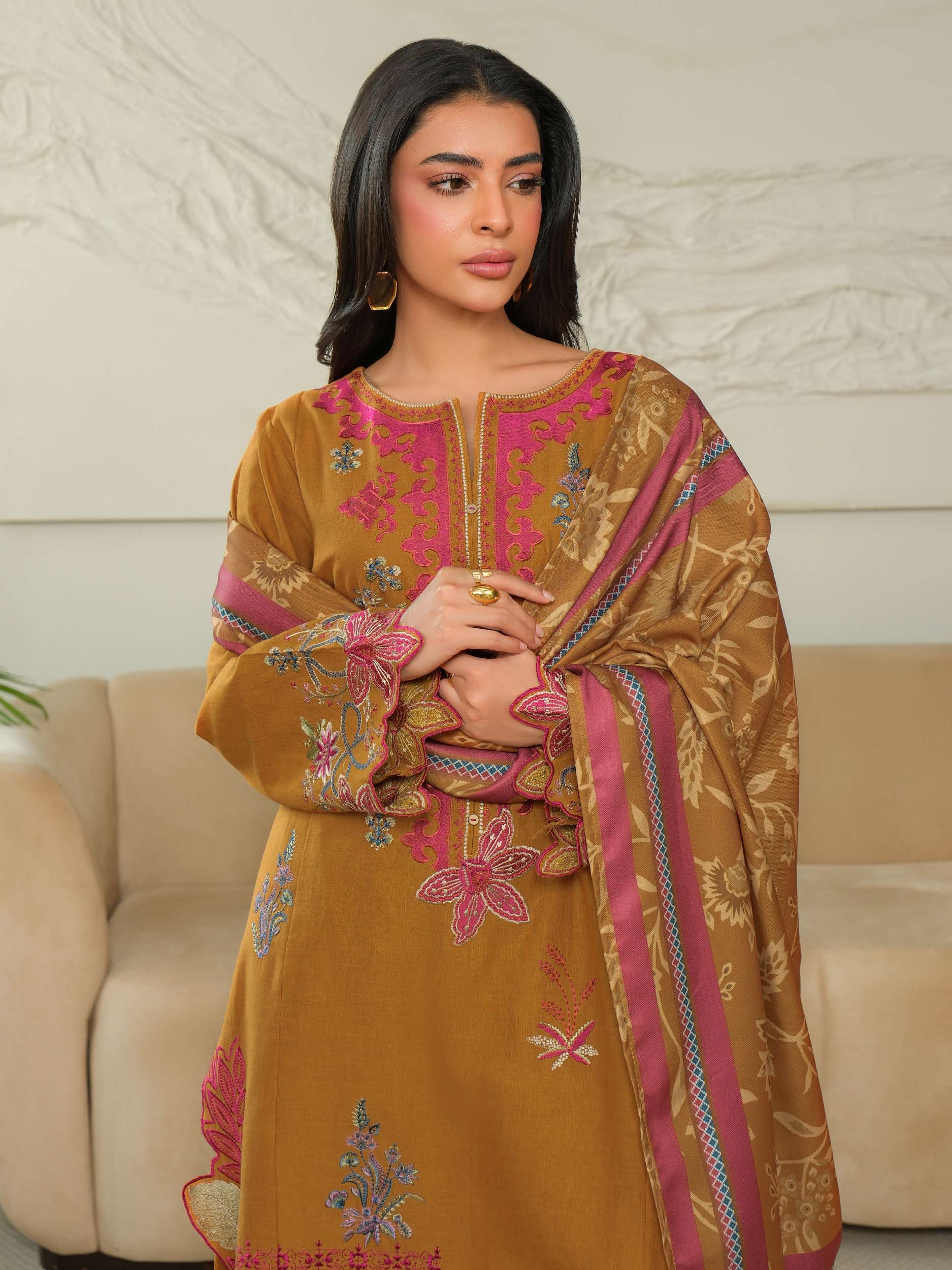 3 Piece Khaddar Suit-Embroidered (Unstitched) - Image 2