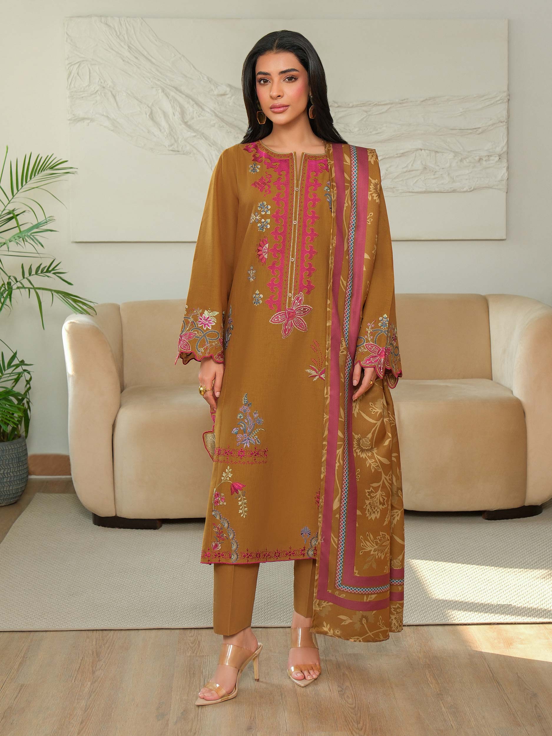 3 Piece Khaddar Suit-Embroidered (Unstitched) - Image 3