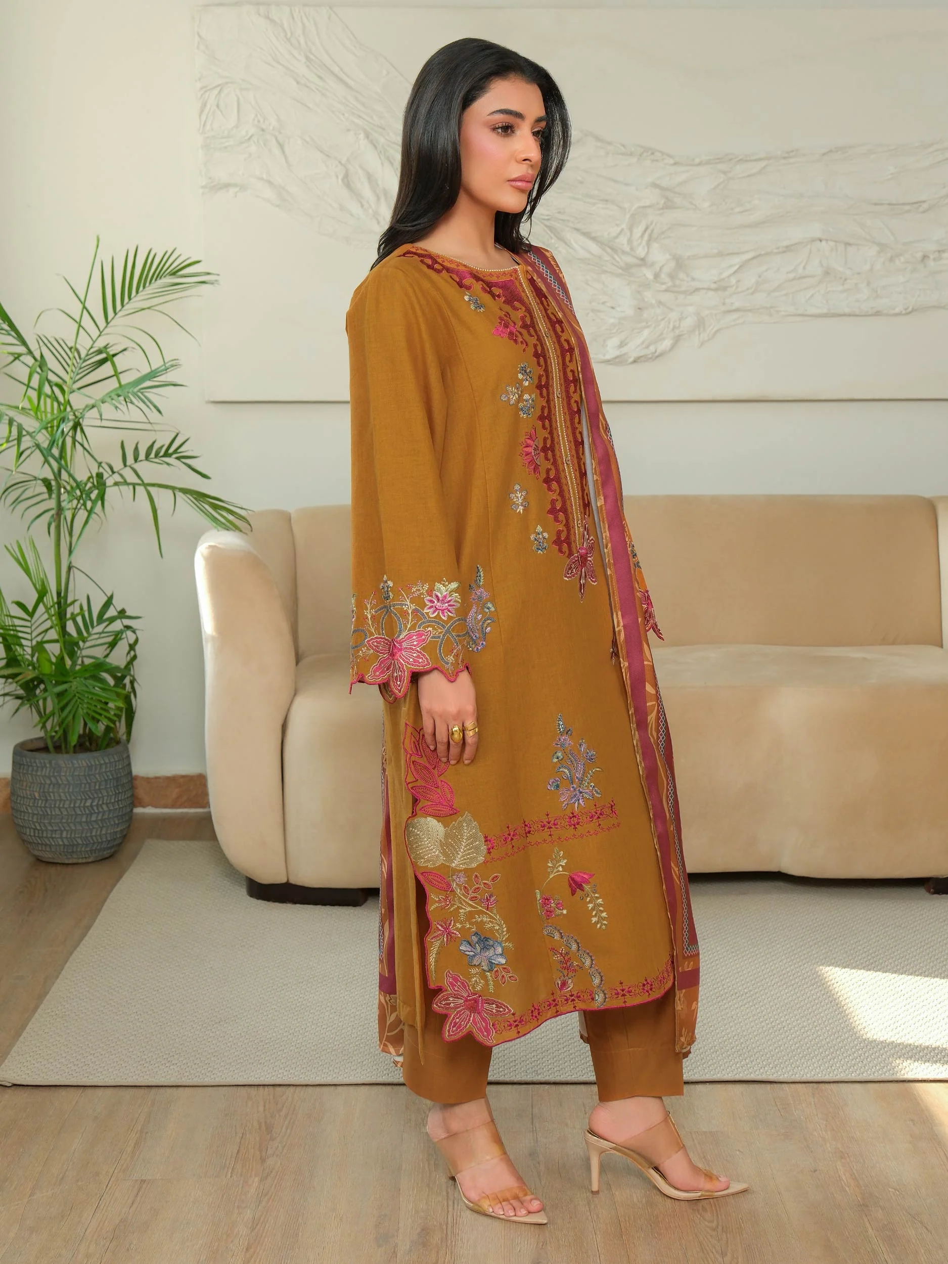 3 Piece Khaddar Suit-Embroidered (Unstitched) - Image 4
