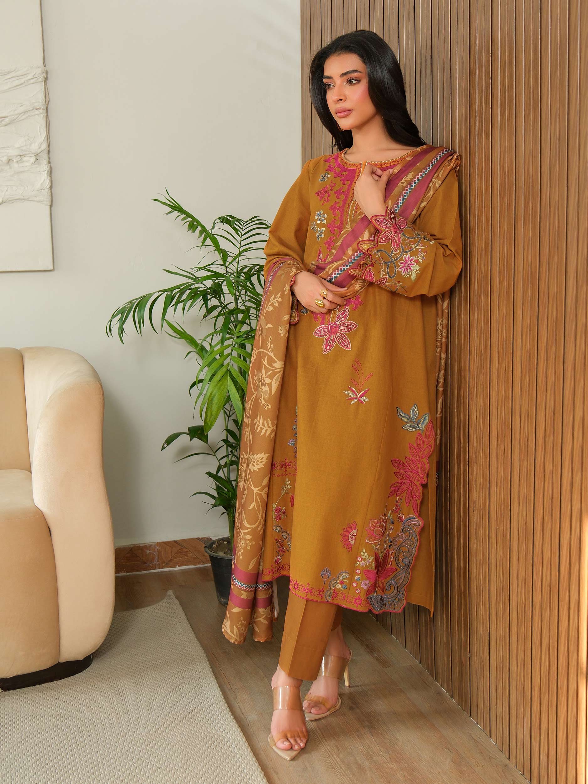 3 Piece Khaddar Suit-Embroidered (Unstitched) - Image 6