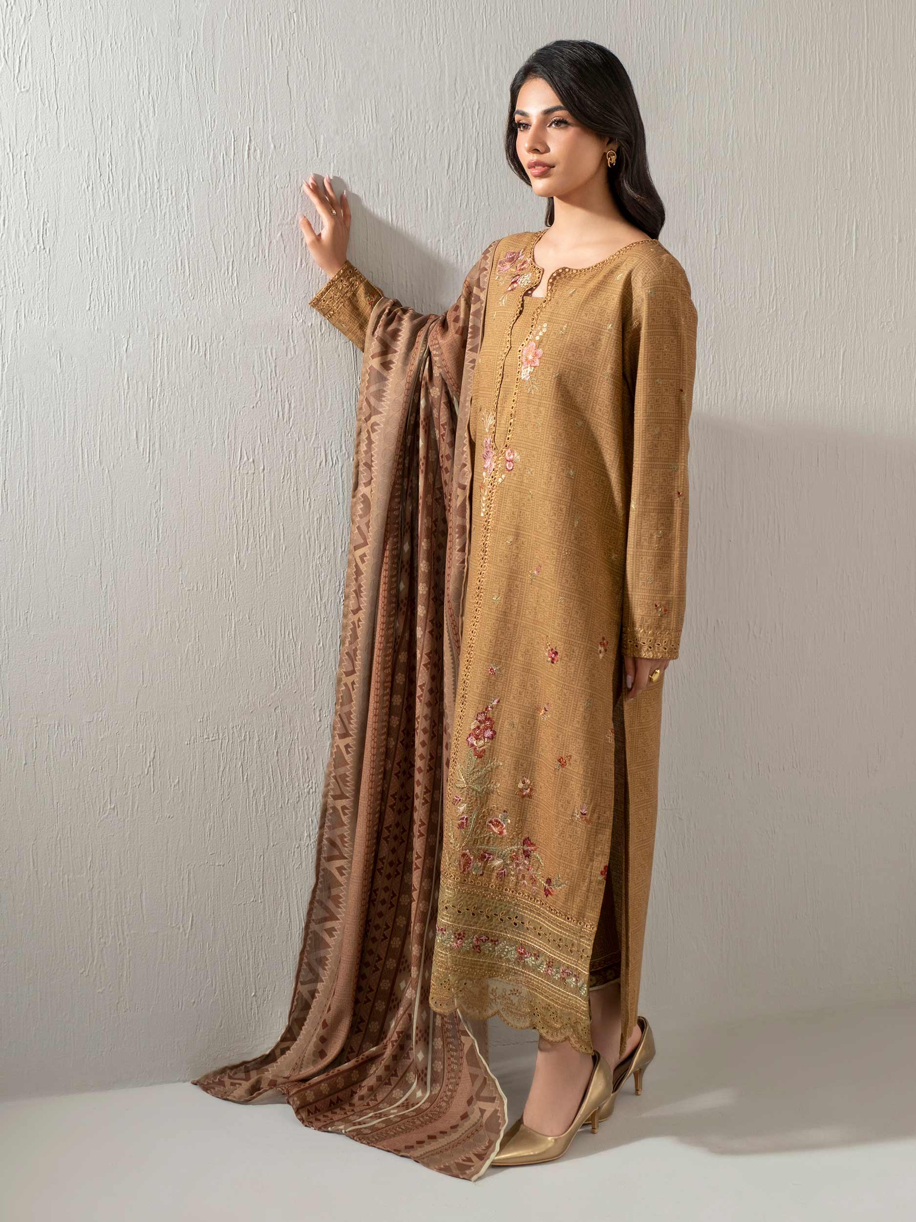 3 Piece Khaddar Suit-Embroidered (Unstitched) - Image 2