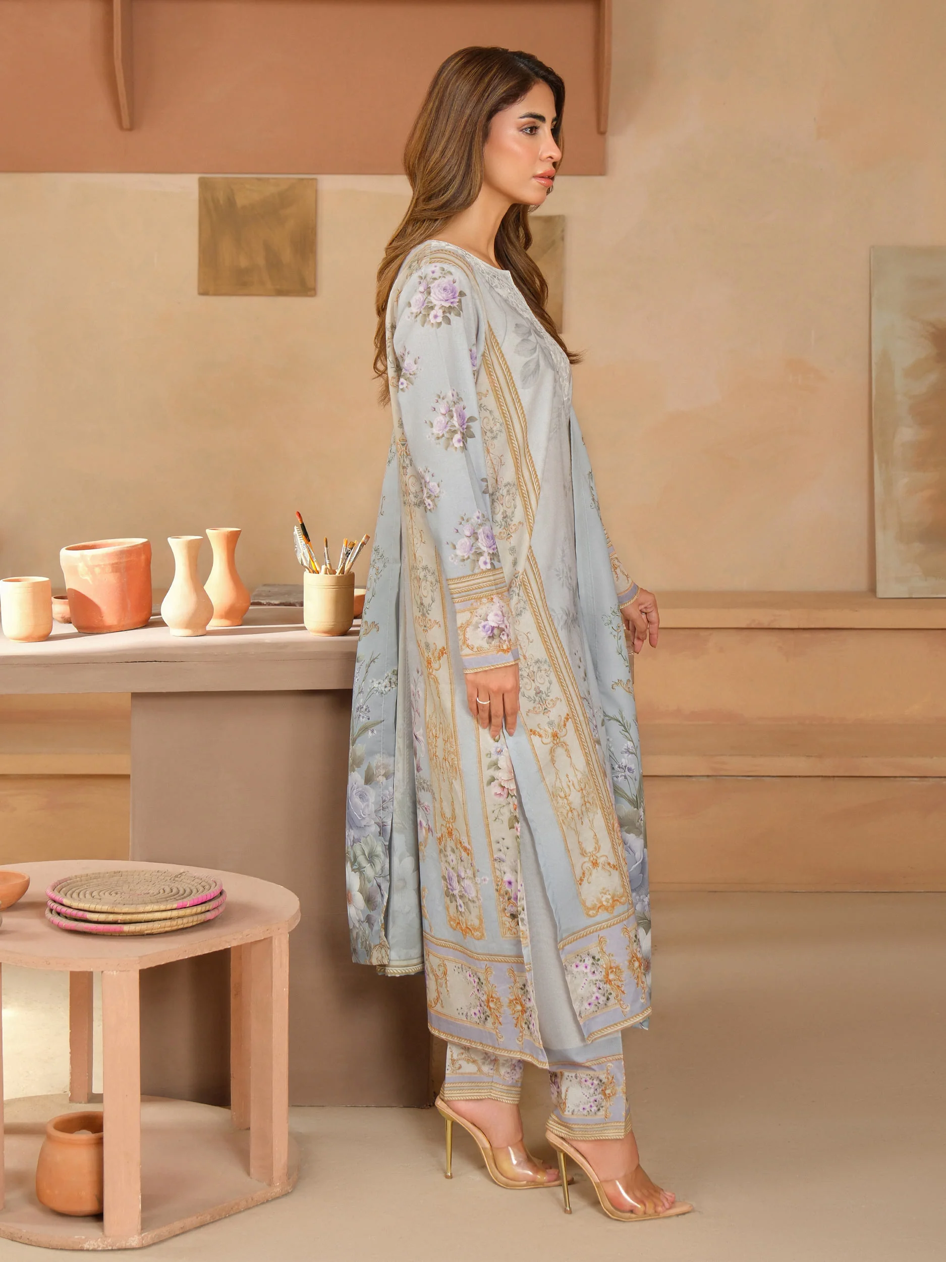 3 Piece Khaddar Suit-Embroidered (Unstitched) - Image 4
