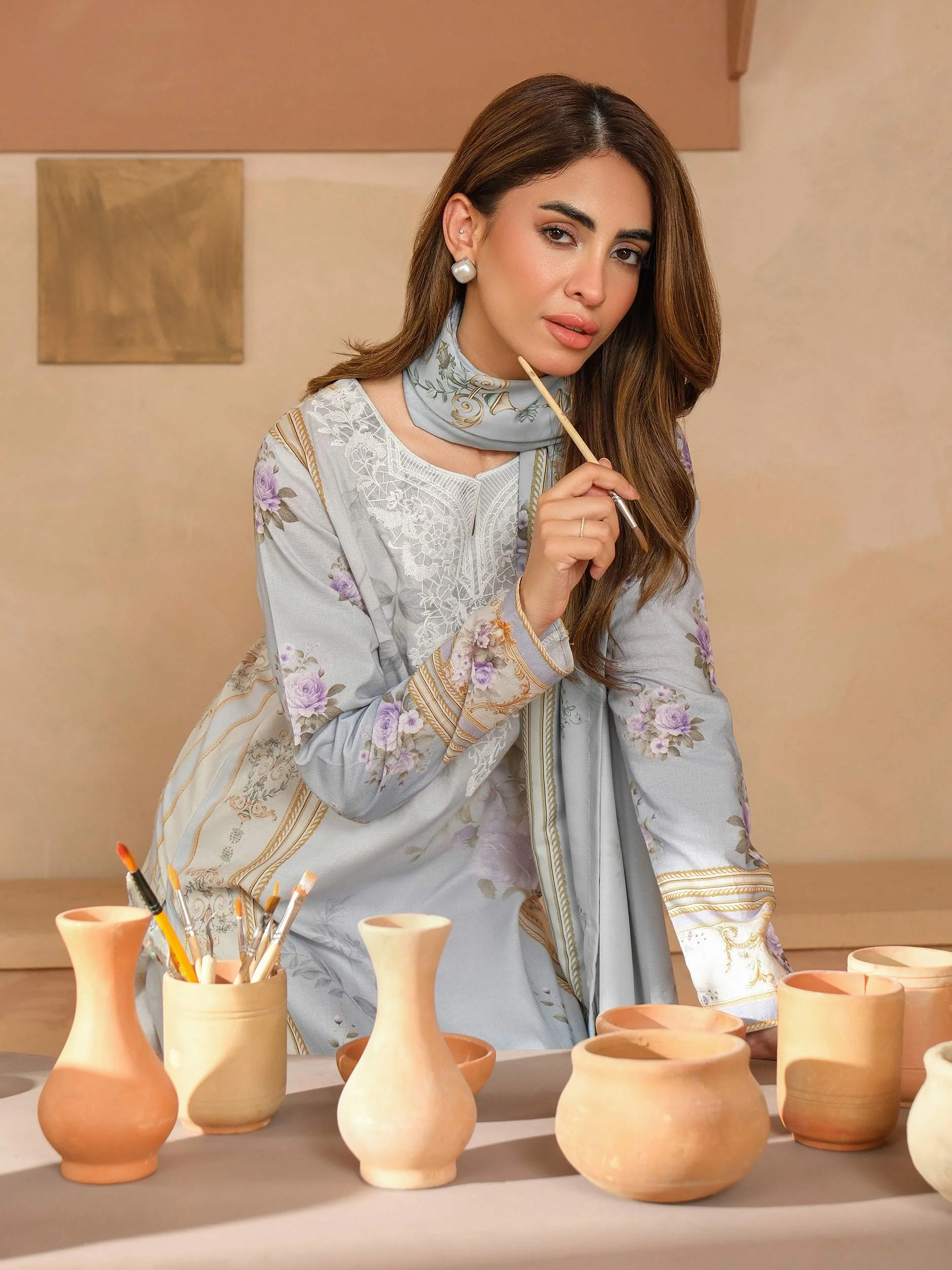 3 Piece Khaddar Suit-Embroidered (Unstitched) - Image 6