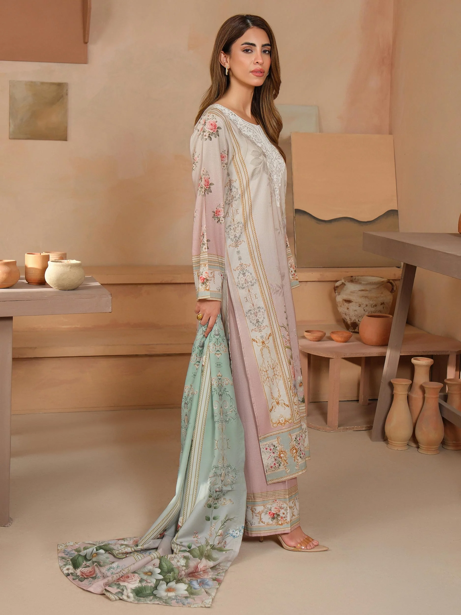 3 Piece Khaddar Suit-Embroidered (Unstitched) - Image 3