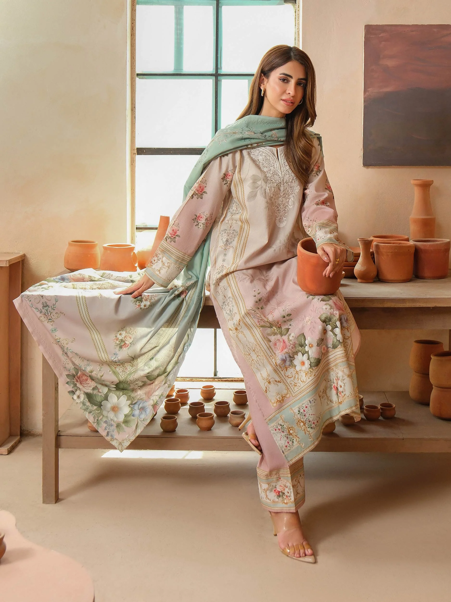 3 Piece Khaddar Suit-Embroidered (Unstitched) - Image 7