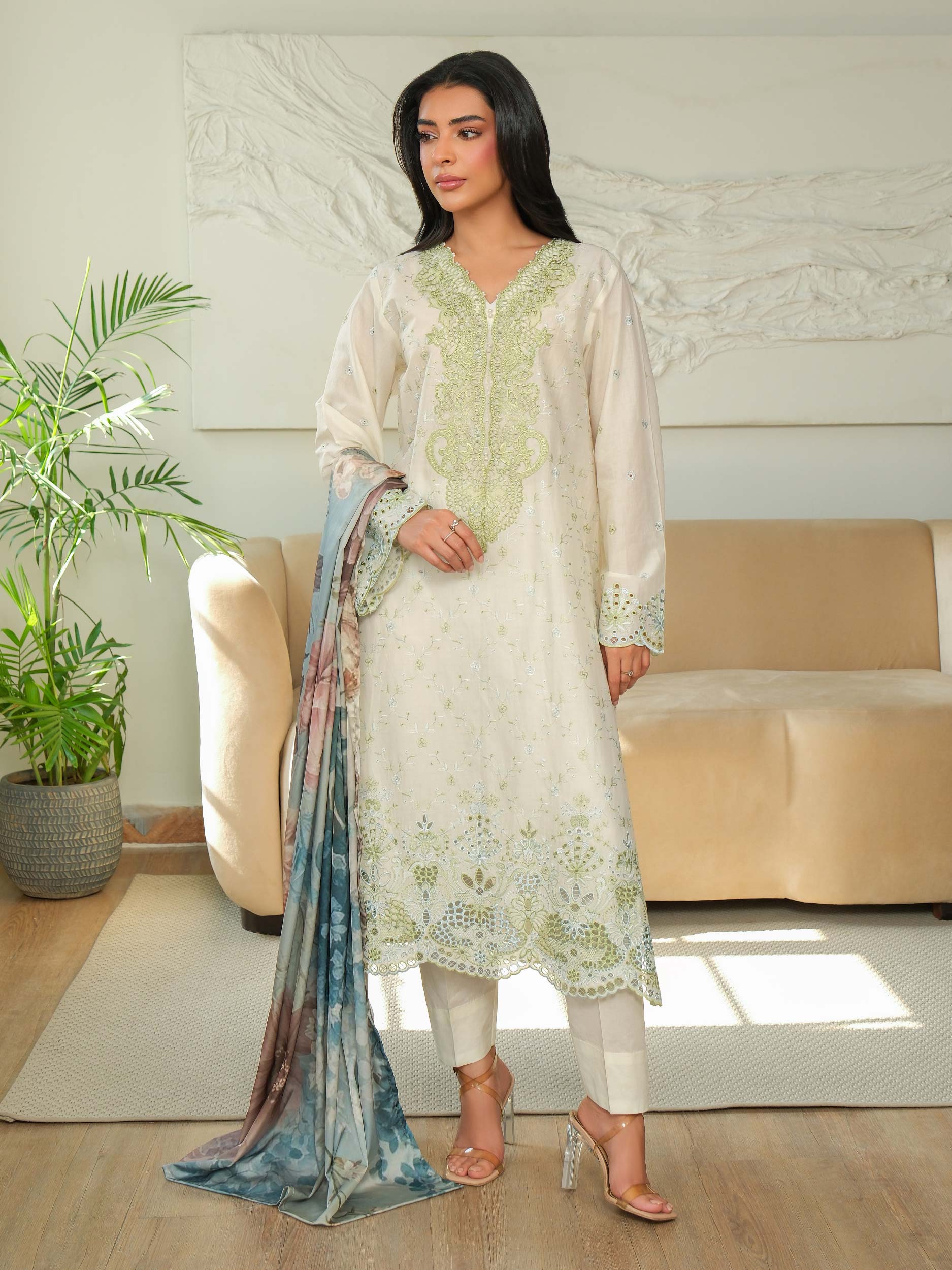 3 Piece Khaddar Suit-Embroidered (Unstitched) - Image 3