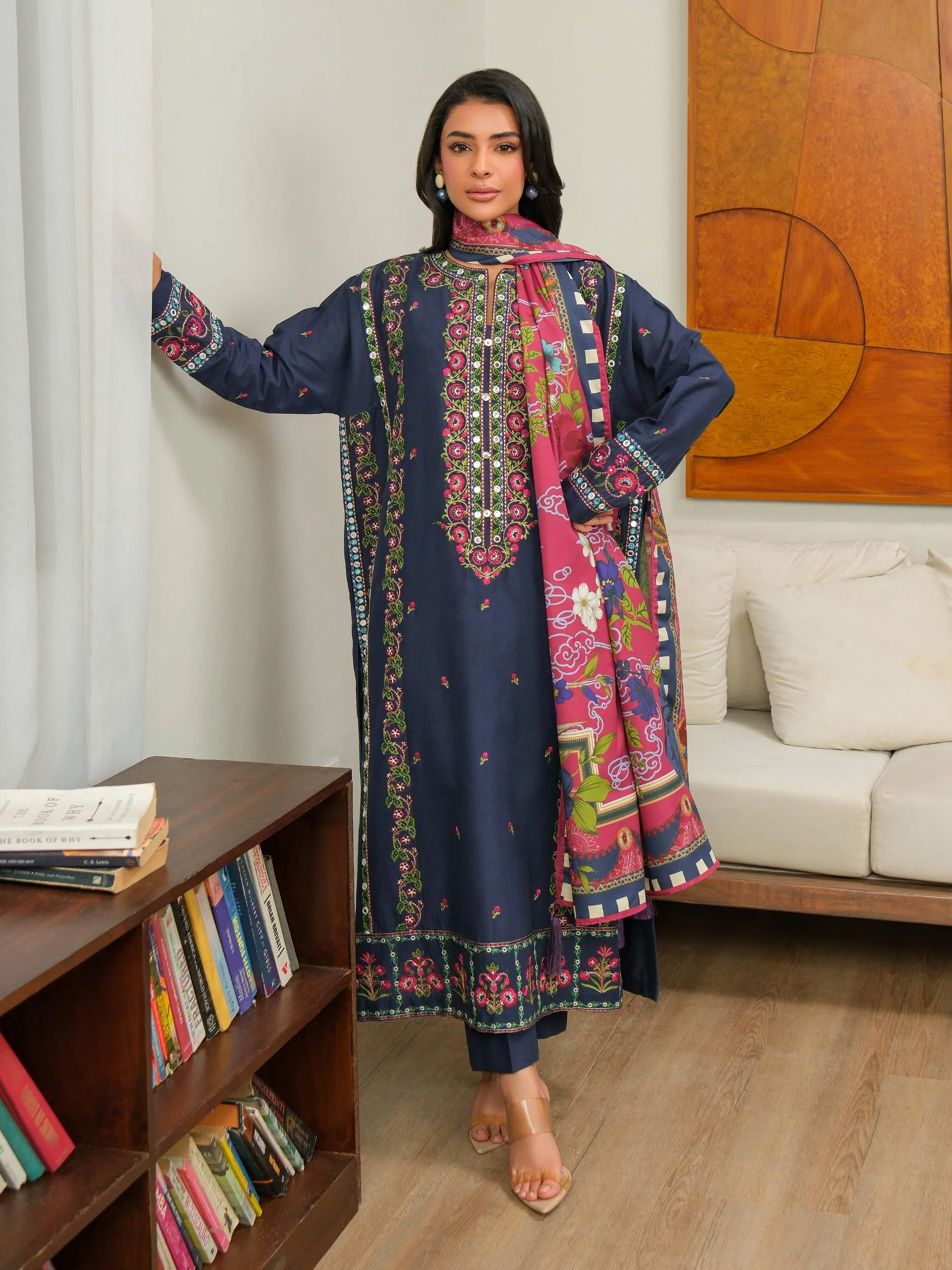 3 Piece Khaddar Suit-Embroidered (Unstitched) - Image 2