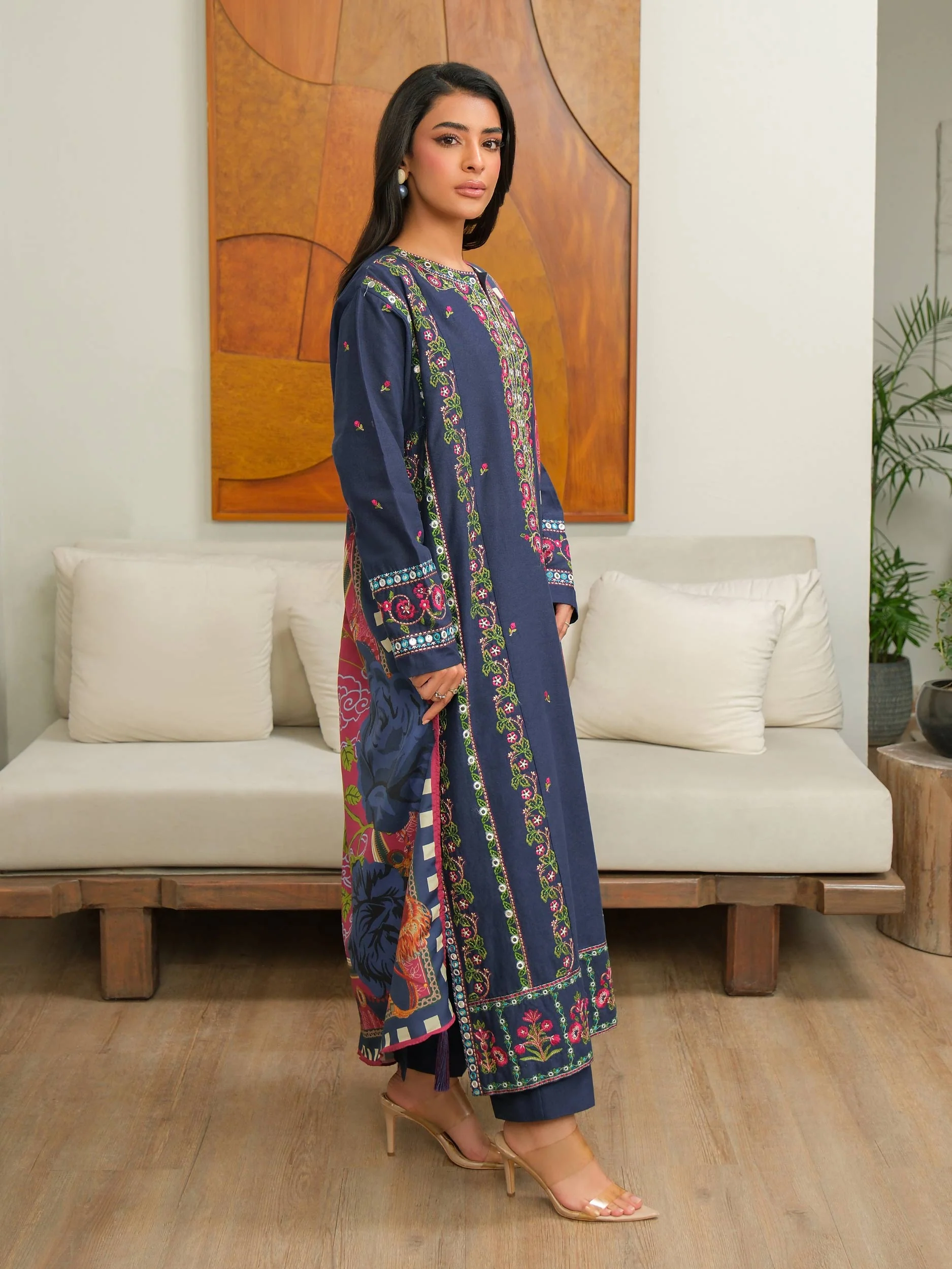 3 Piece Khaddar Suit-Embroidered (Unstitched) - Image 4