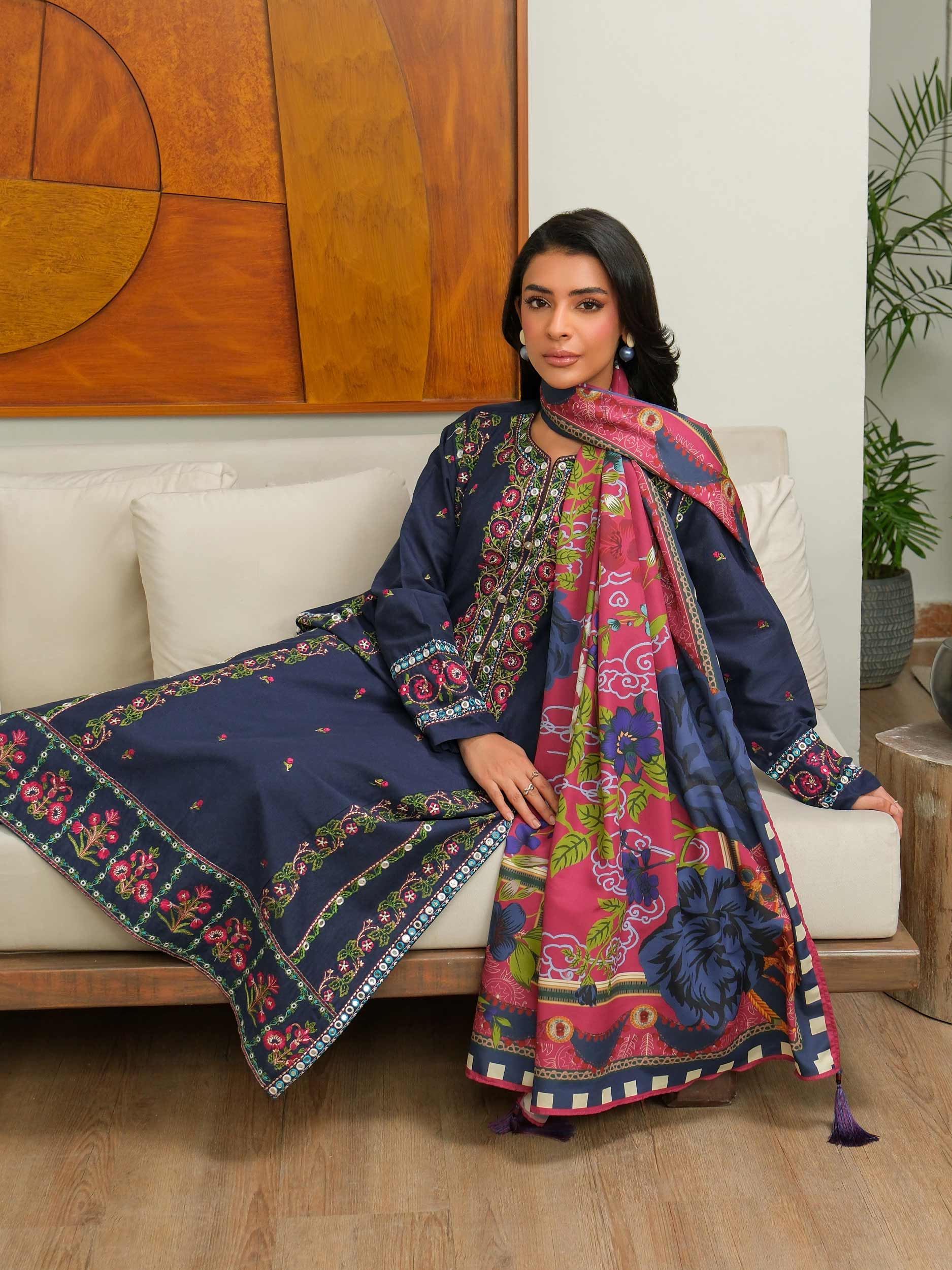 3 Piece Khaddar Suit-Embroidered (Unstitched) - Image 6