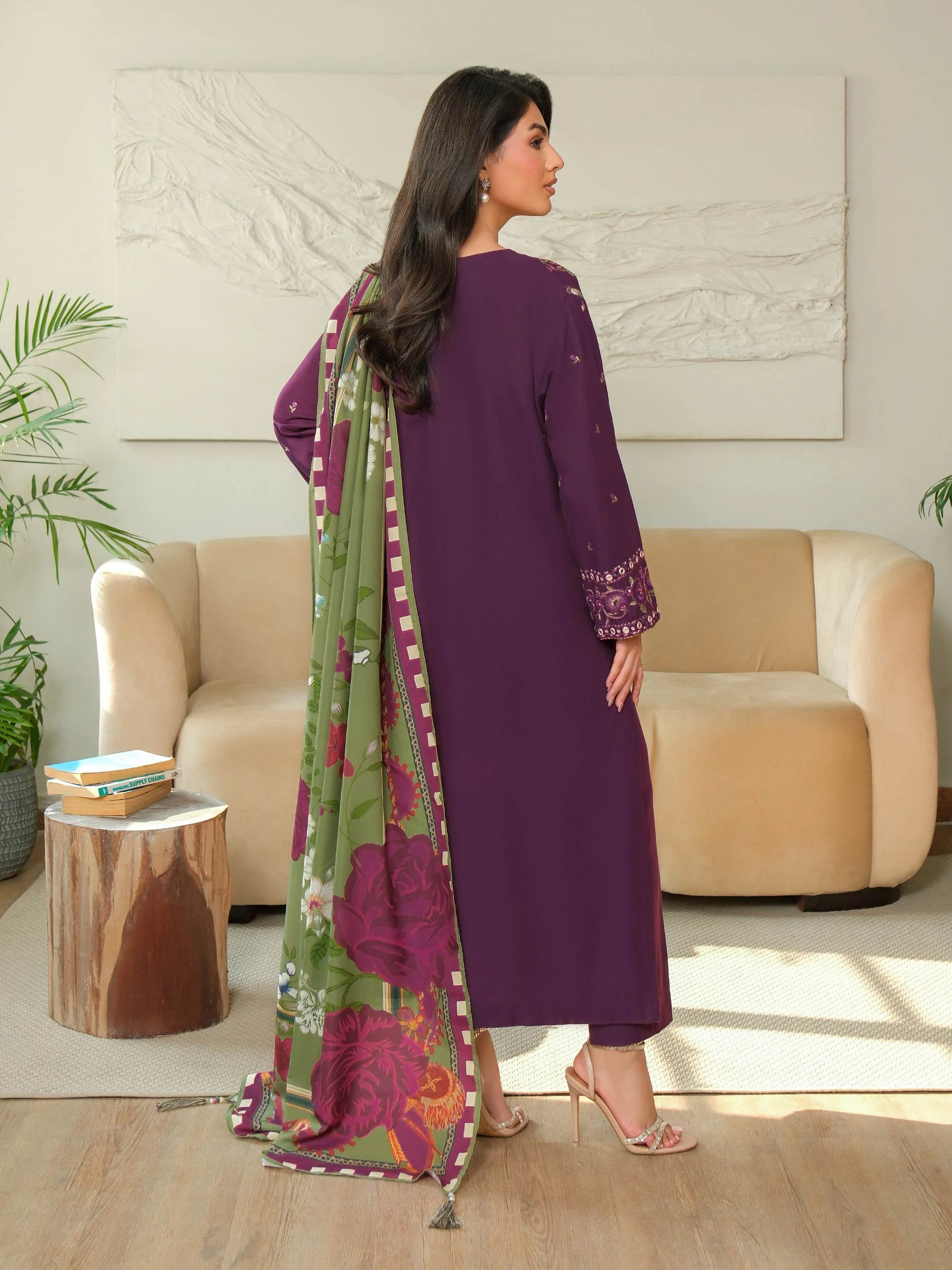 3 Piece Khaddar Suit-Embroidered (Unstitched) - Image 4