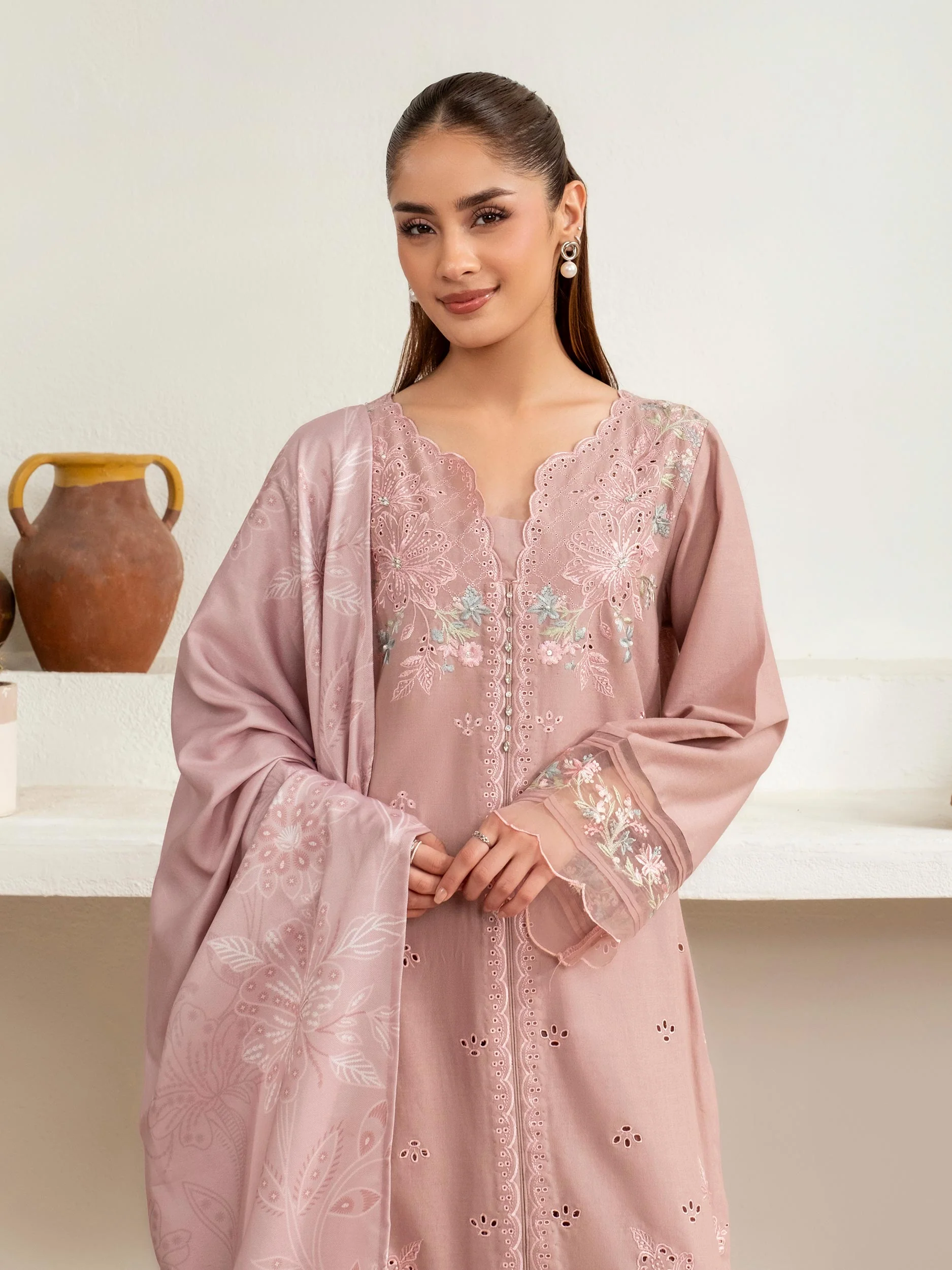 3 Piece Khaddar Suit-Embroidered (Unstitched) - Image 4