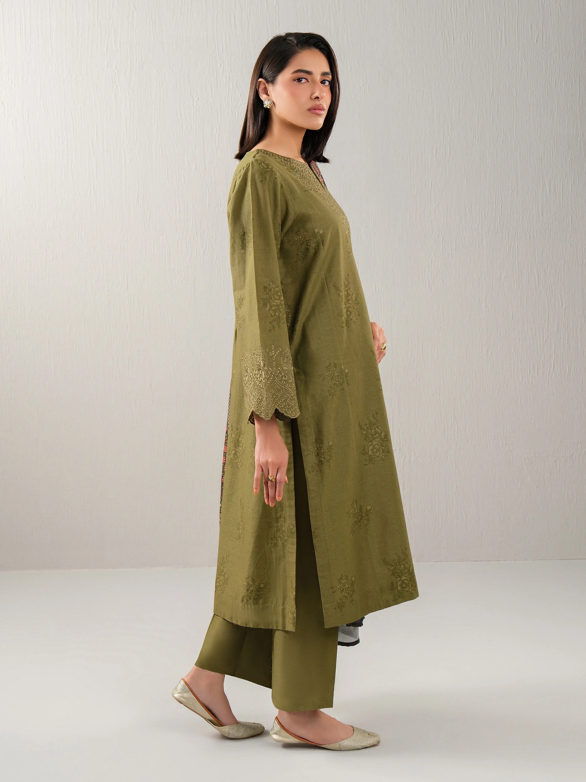 3 Piece Khaddar Suit-Embroidered (Unstitched) - Image 2