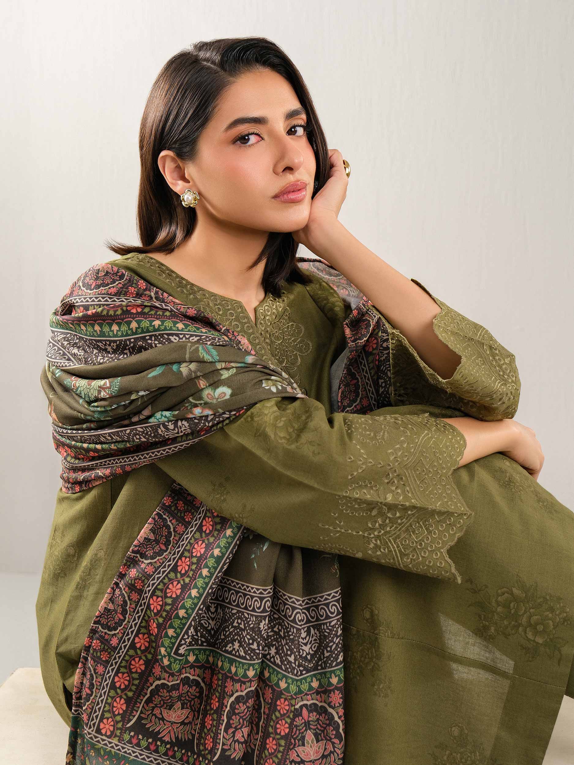 3 Piece Khaddar Suit-Embroidered (Unstitched) - Image 6