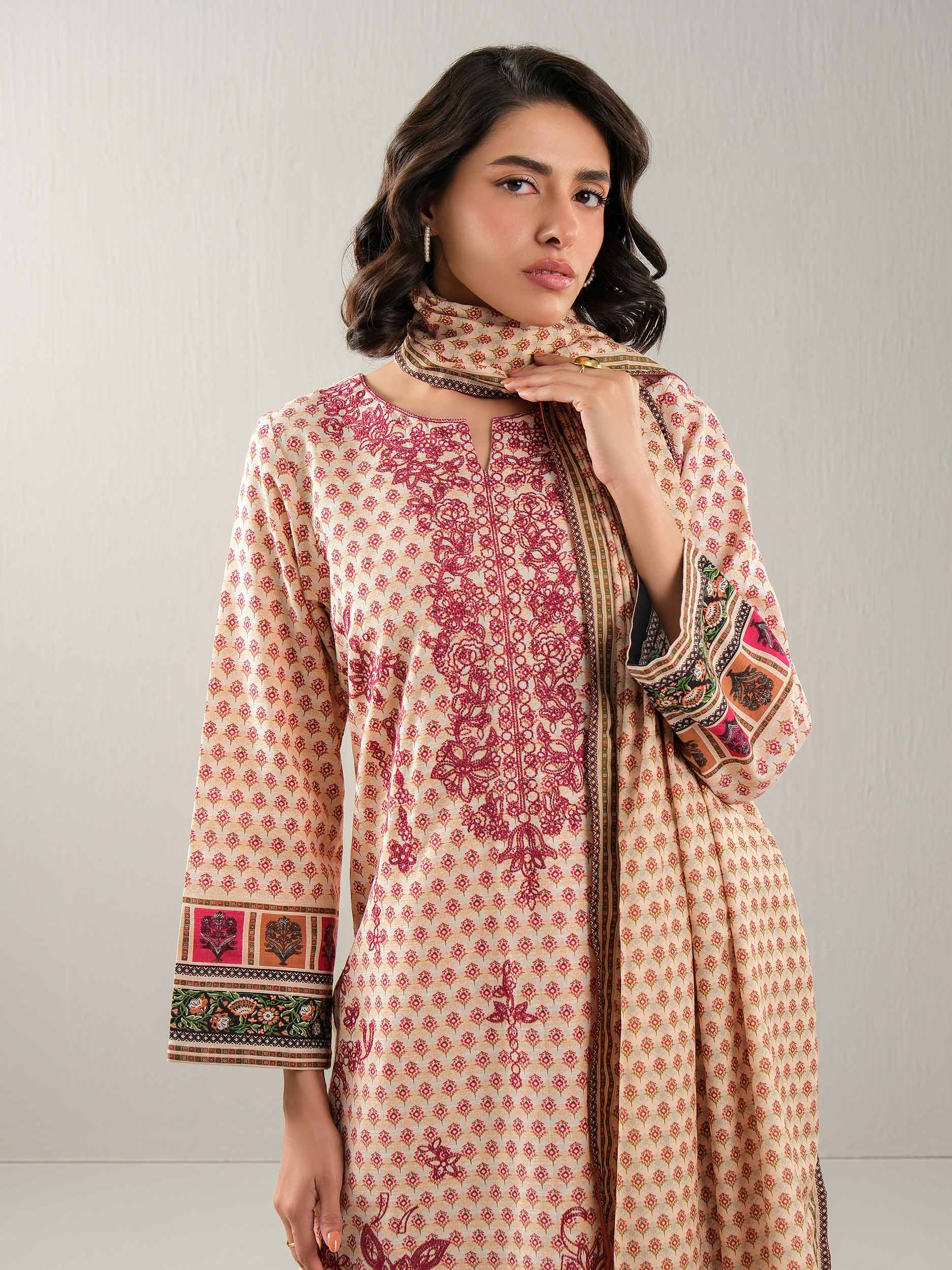3 Piece Khaddar Suit-Embroidered (Unstitched) - Image 4