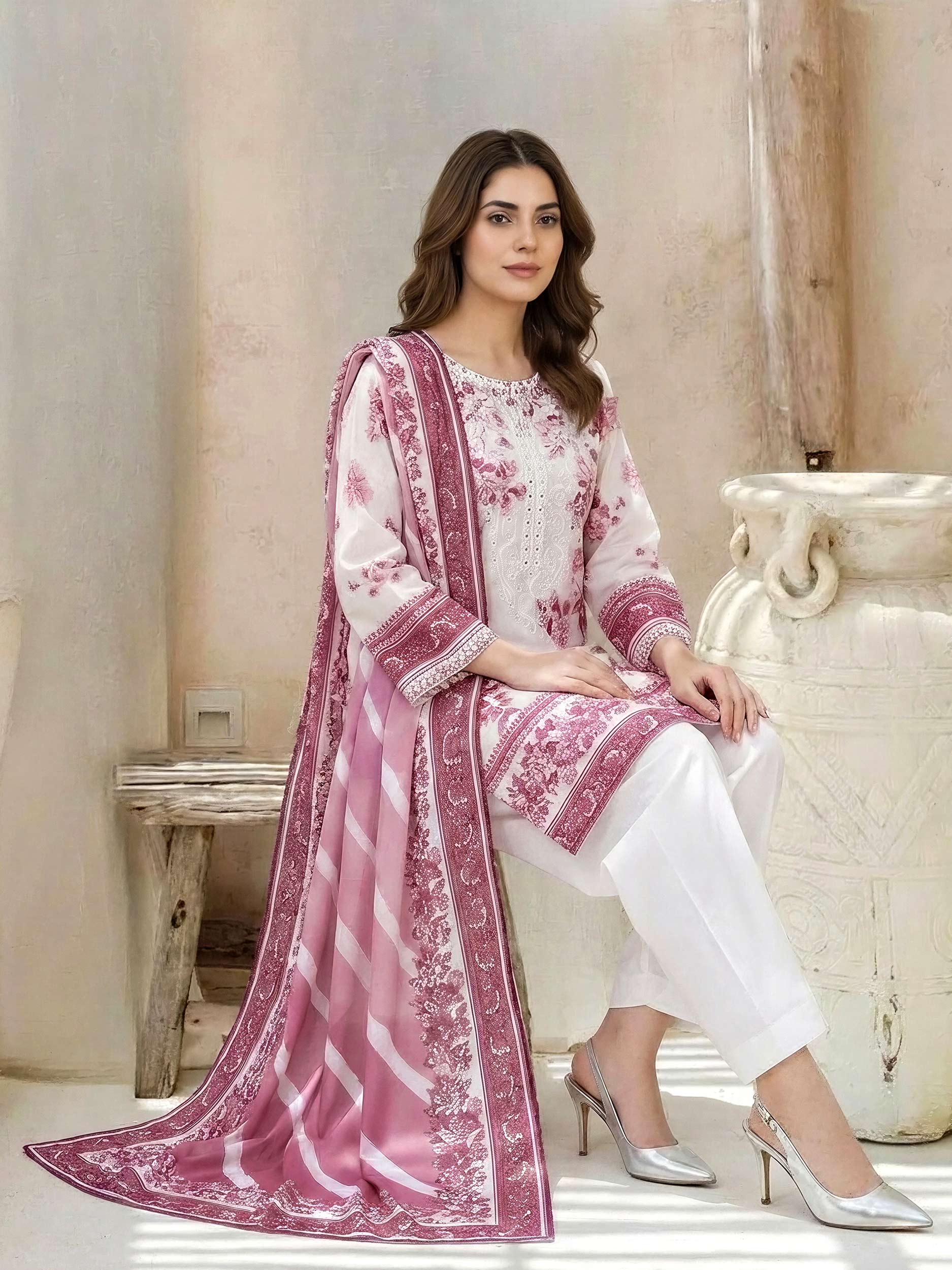 3 Piece Lawn Suit-Embroidered (Unstitched) - Image 3