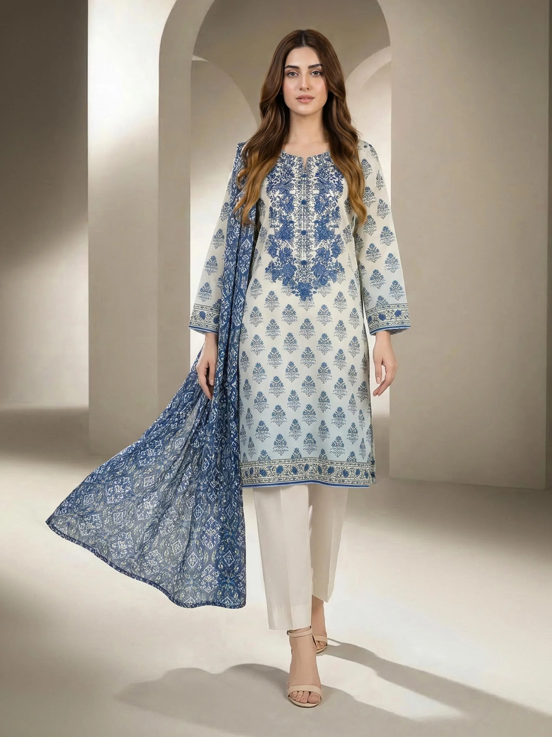 3 Piece Lawn Suit-Embroidered (Unstitched) - Image 2
